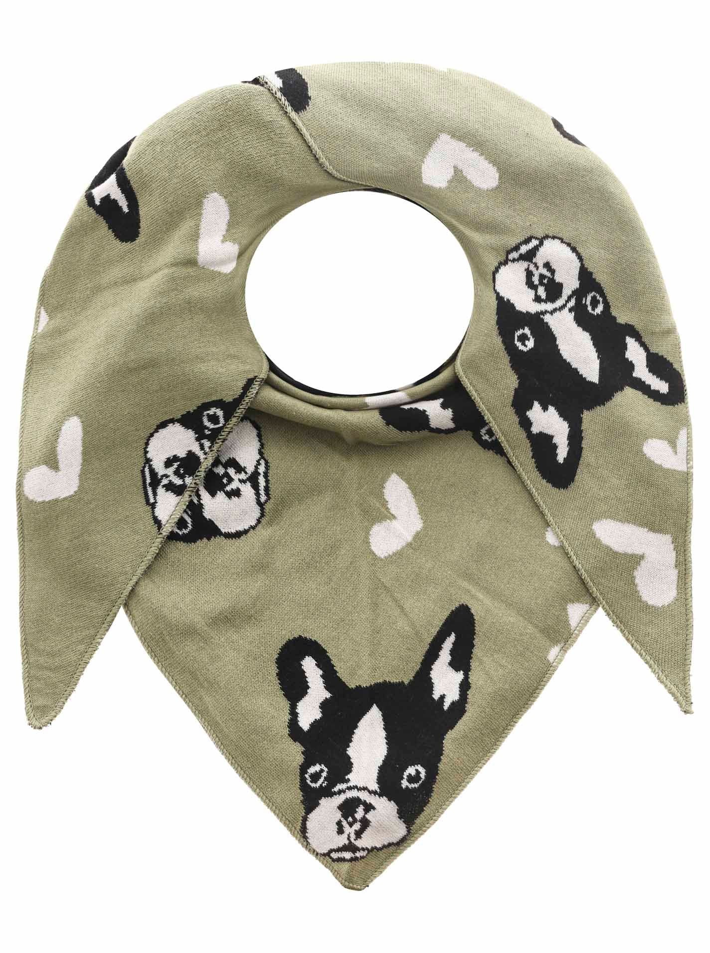 Zwillingsherz Damen Dreieckstuch Herzens Hund khaki