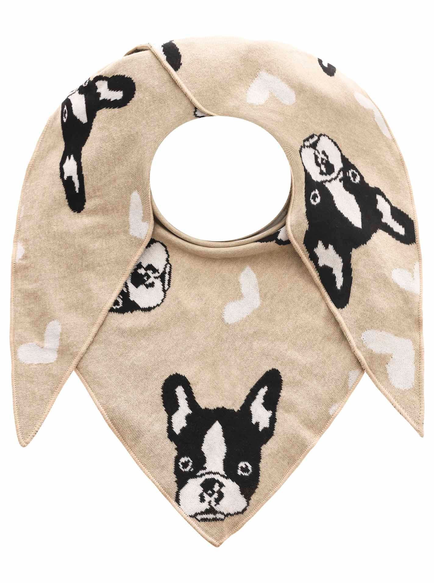 Zwillingsherz Damen Dreieckstuch Herzens Hund beige