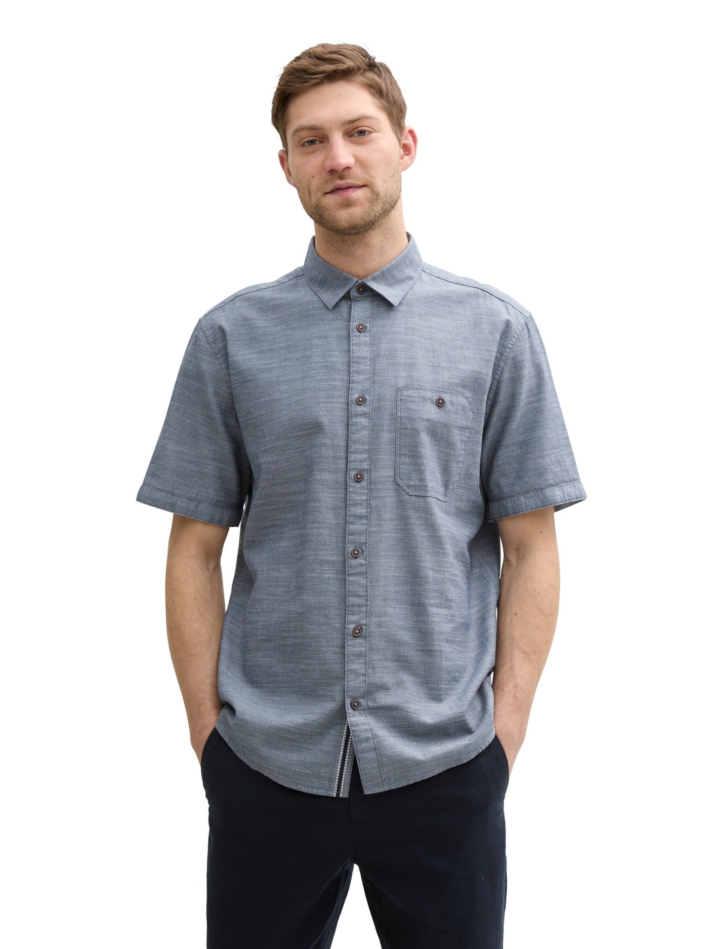 Tom Tailor – Tom Tailor Herren Regular Fit Kurzarmhemd mit Brusttasche