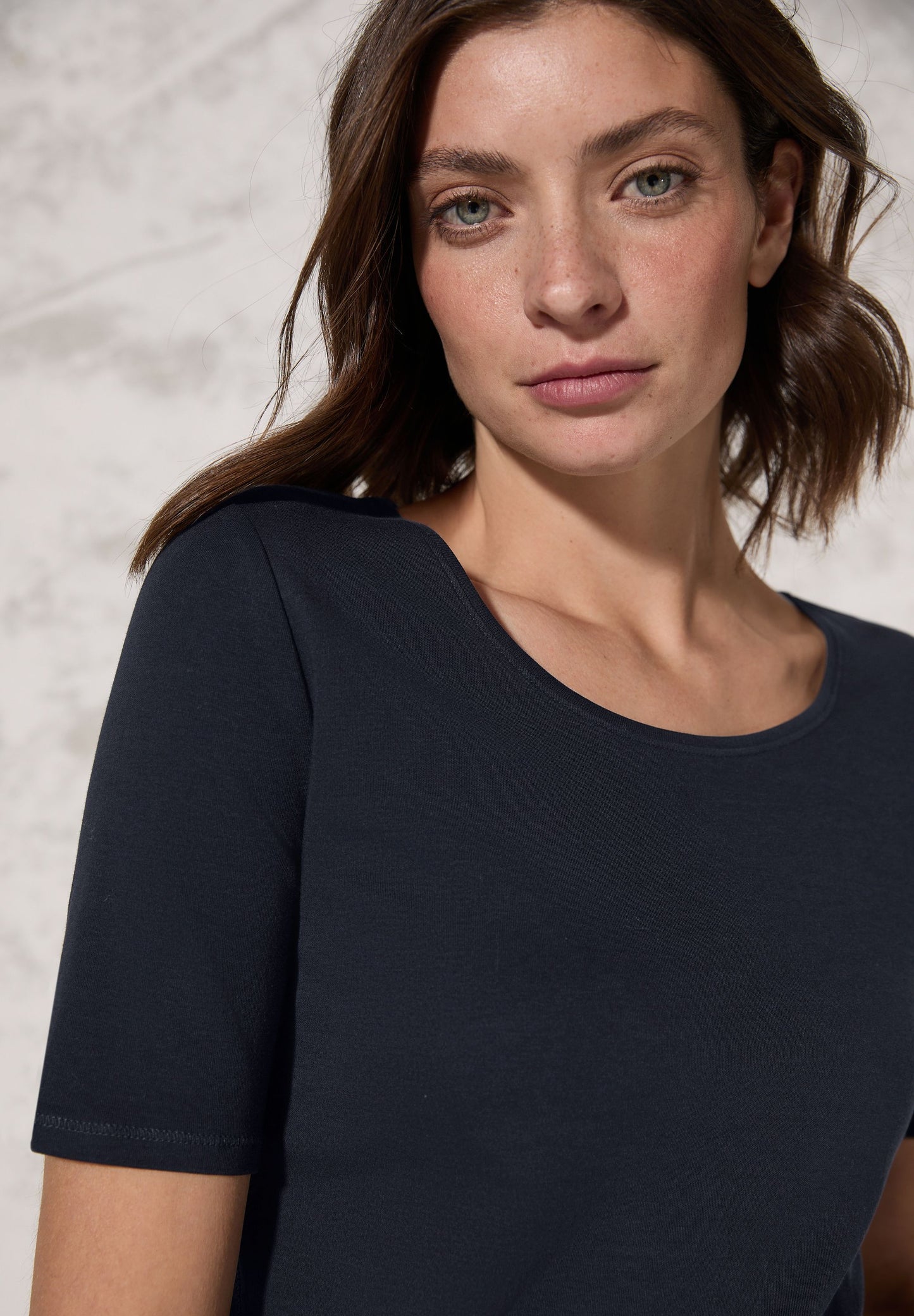 Cecil Damen T-Shirt in Unifarbe blau