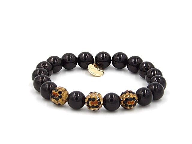 Ella in Love Damen Perlenarmband 10 mm schwarz
