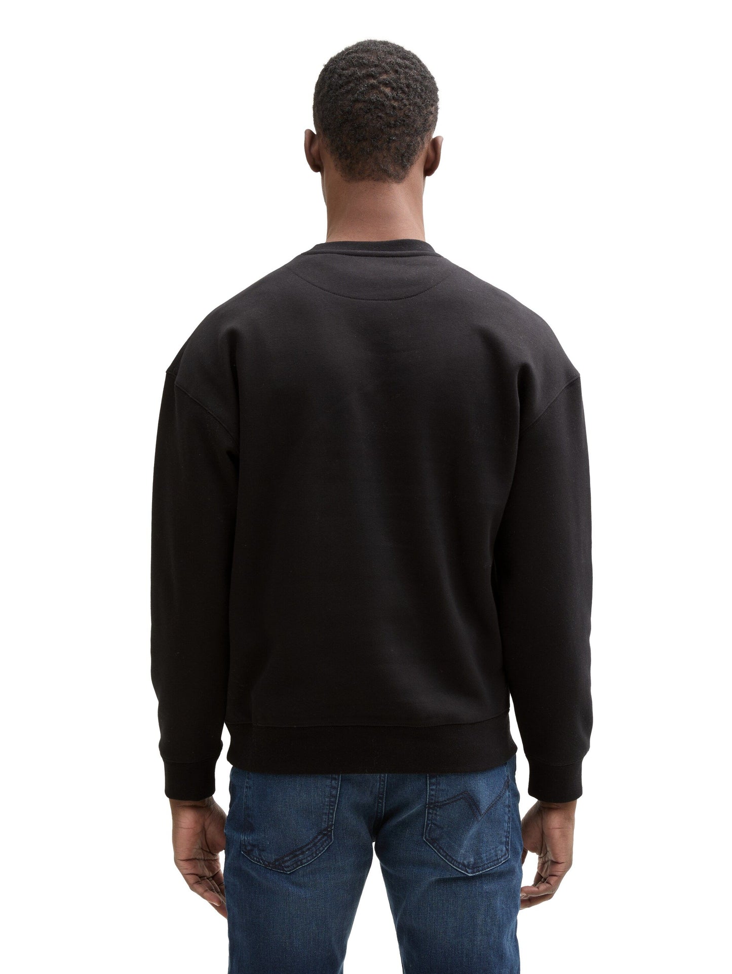 Tom Tailor Herren Relaxed Sweatshirt mit Logo Print schwarz