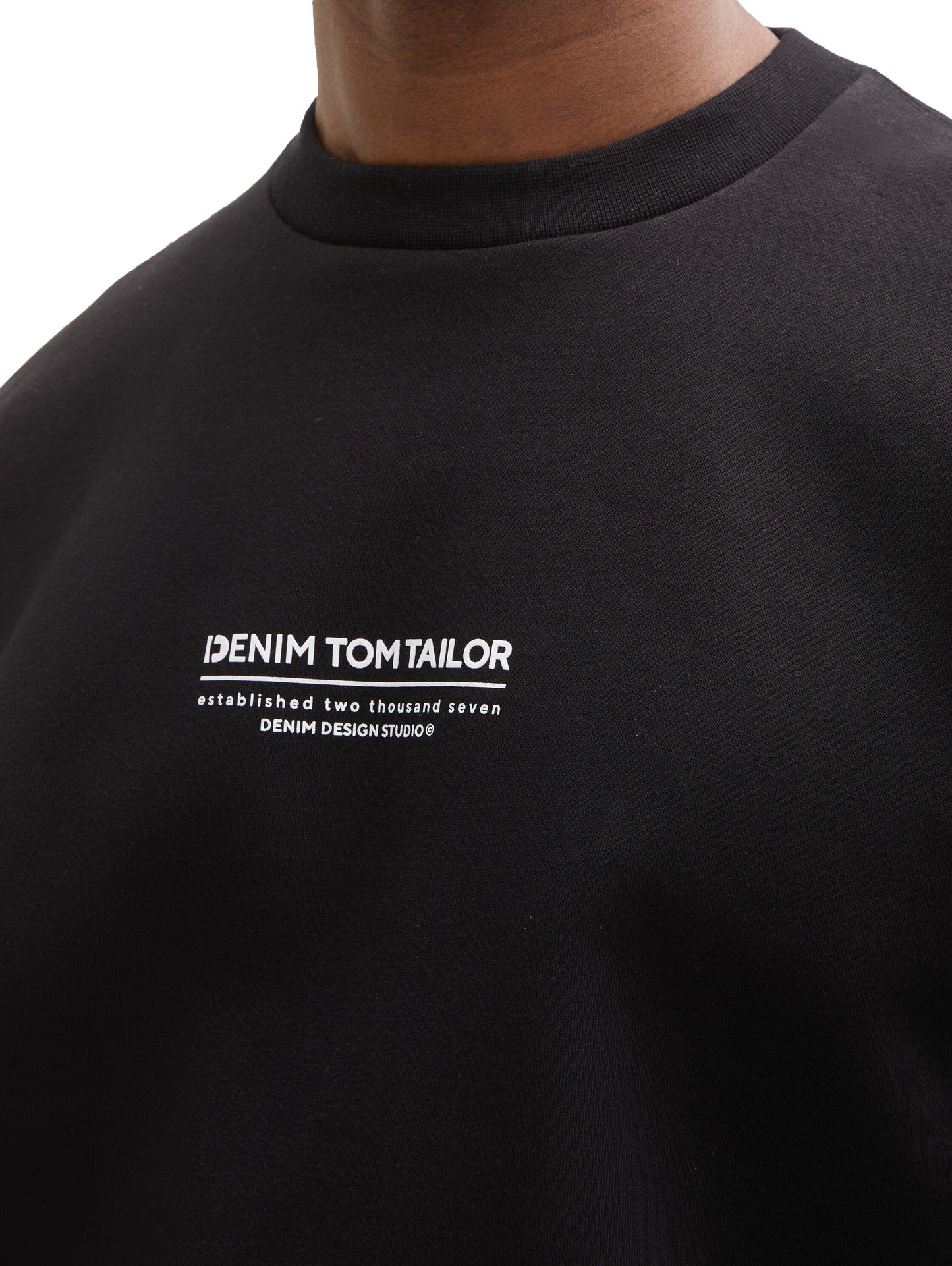 Tom Tailor Herren Relaxed Sweatshirt mit Logo Print schwarz