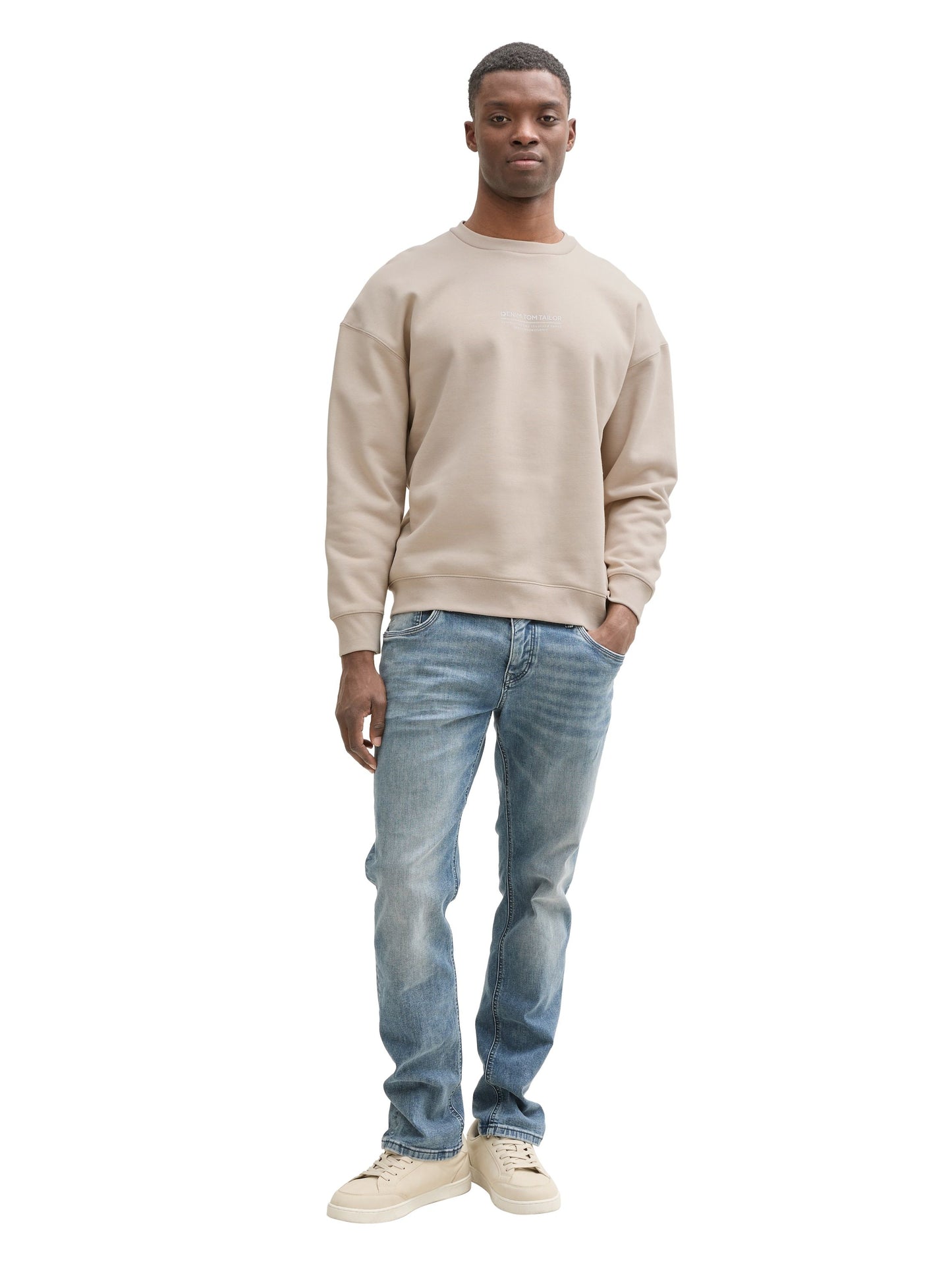 Tom Tailor Herren Relaxed Sweatshirt mit Logo Print beige