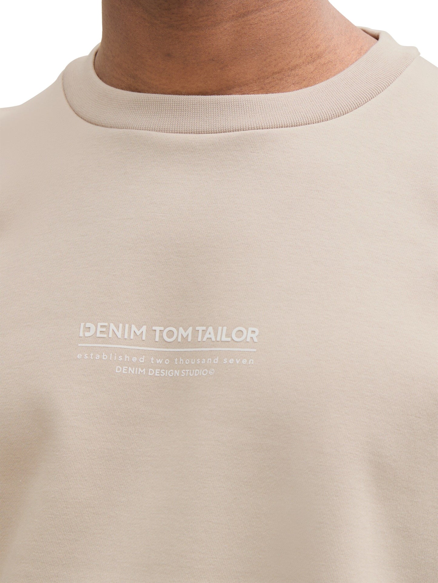 Tom Tailor Herren Relaxed Sweatshirt mit Logo Print beige
