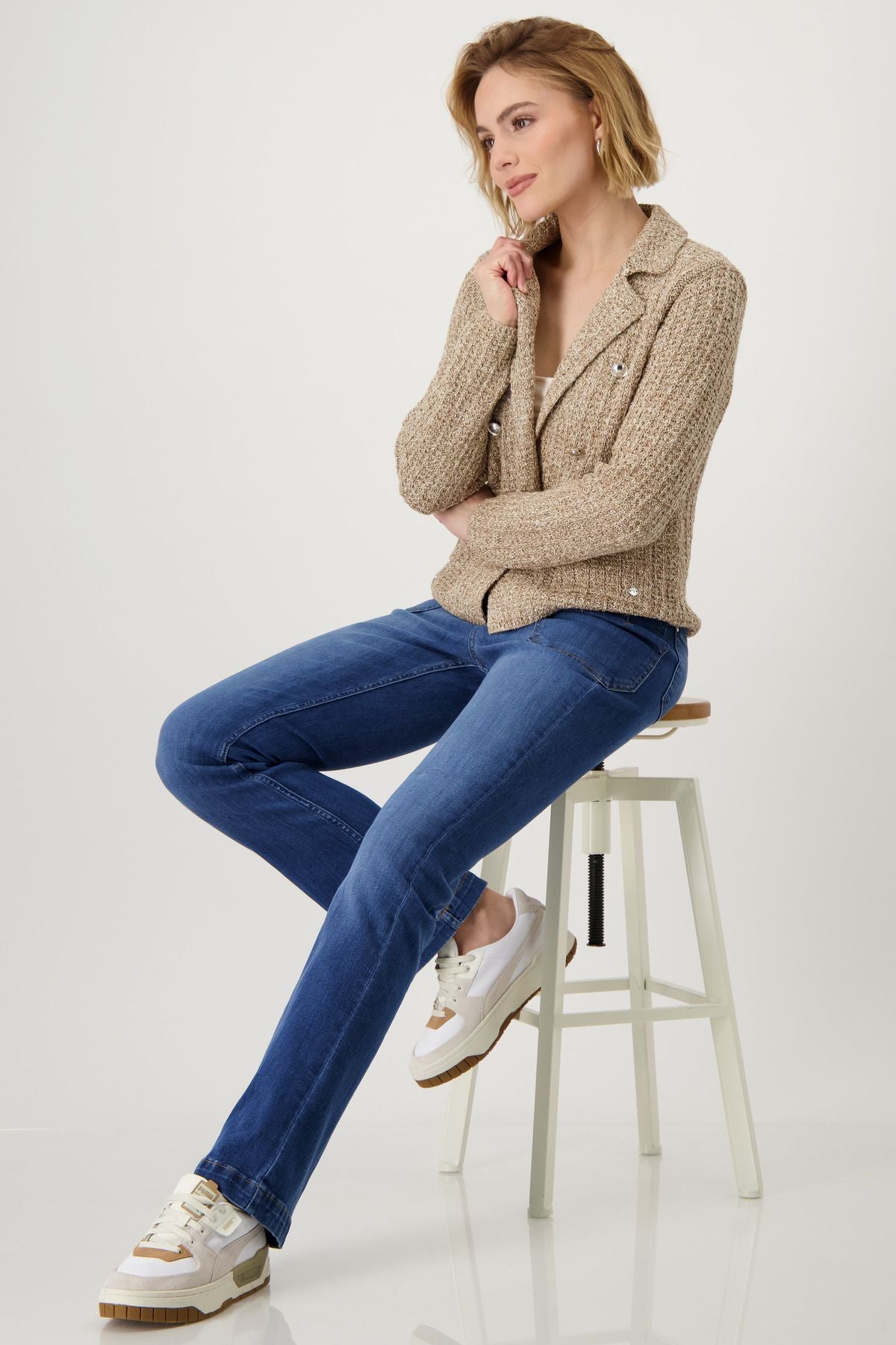 Monari Damen Strickblazer braun