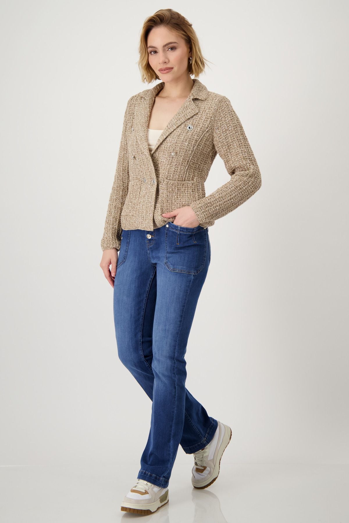 Monari Damen Strickblazer braun