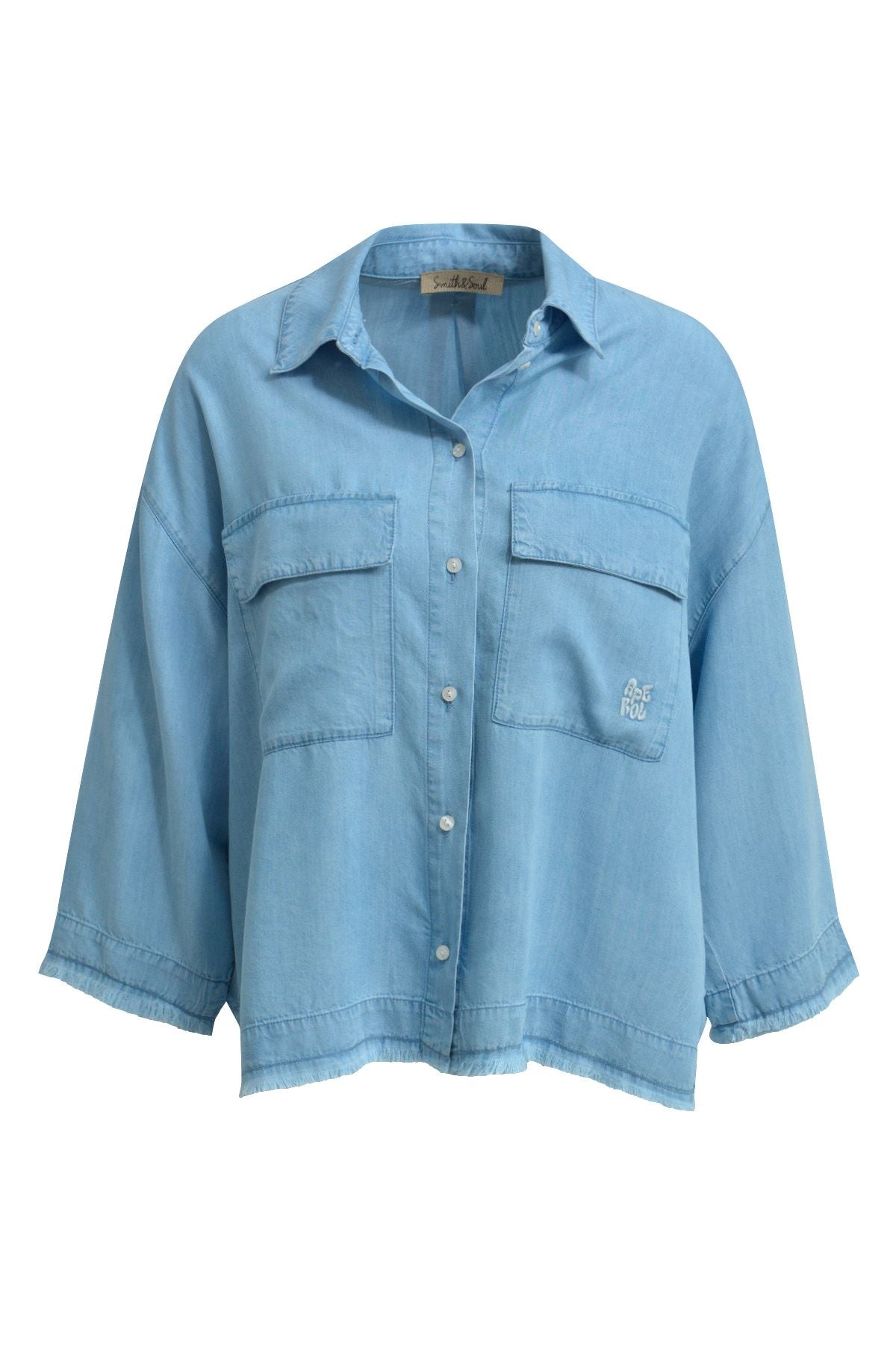 Smith&Soul Damen Bluse cropped XL blau