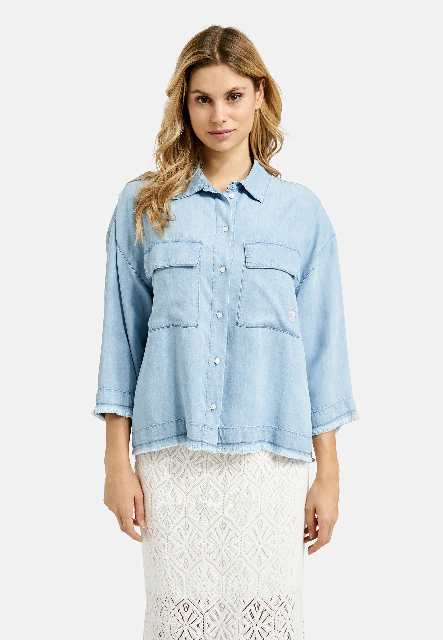 Smith&Soul Damen Bluse cropped blau
