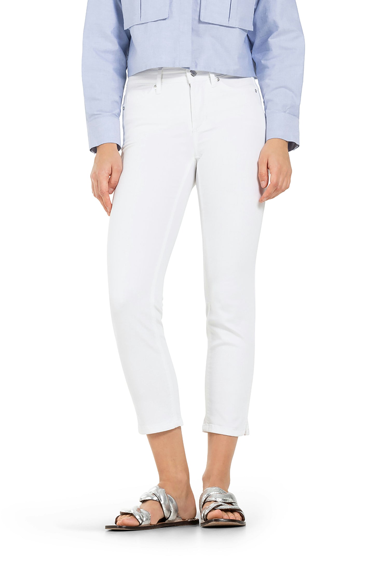 Cambio Damen Jeans Piper short weiß