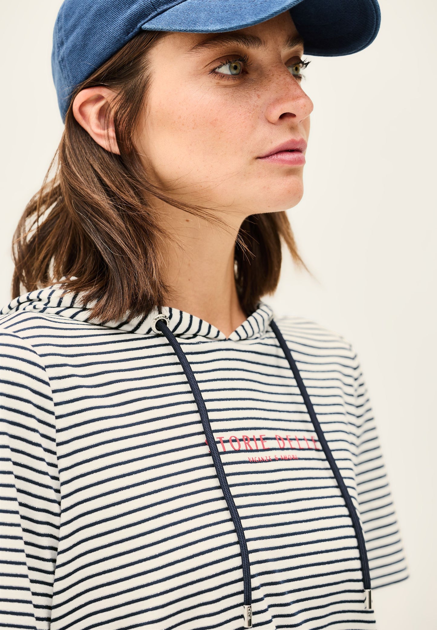 Cecil Damen Kurzarm-Hoodie weiß