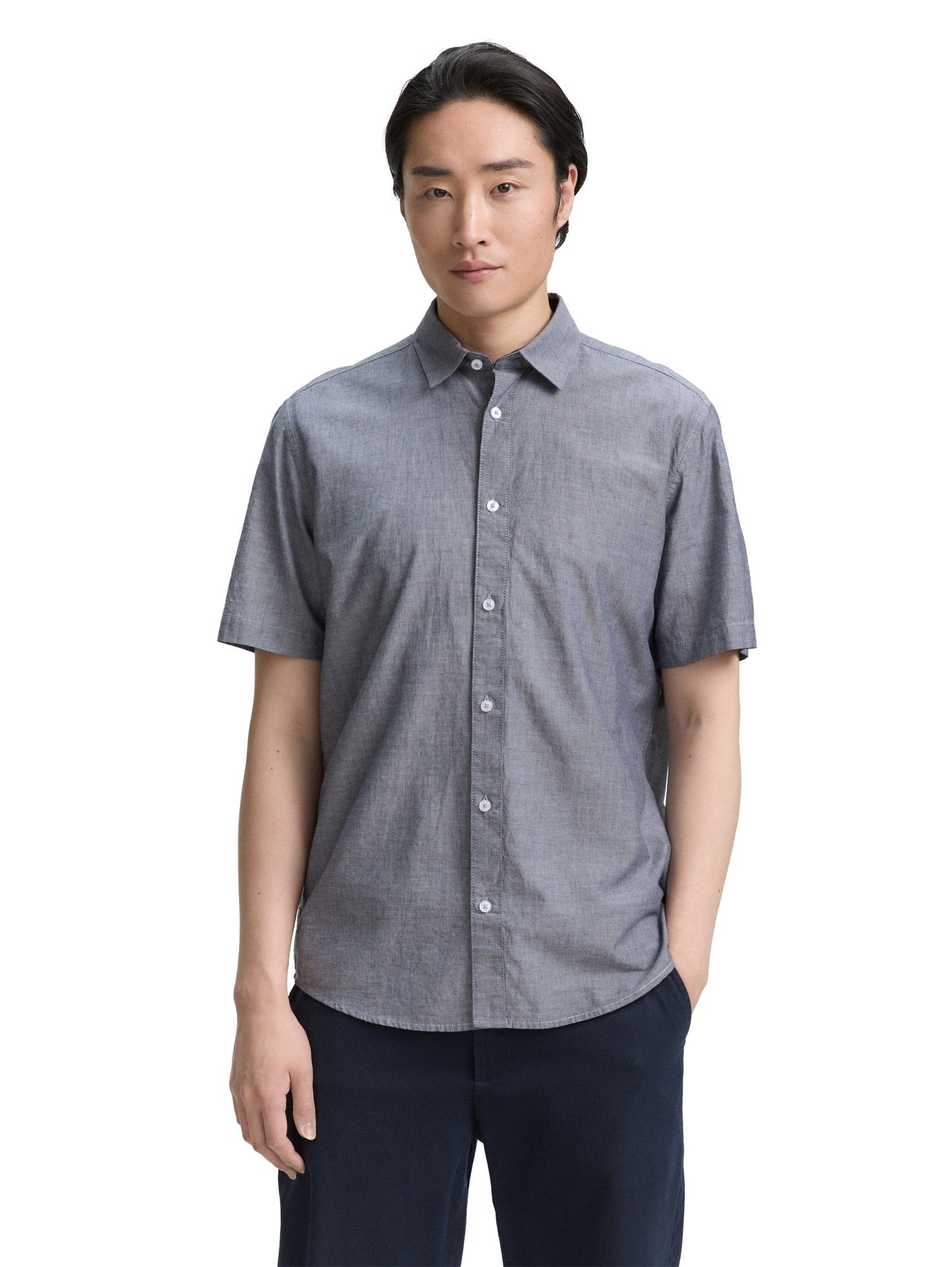Tom Tailor Herren Kurzarmhemd blau