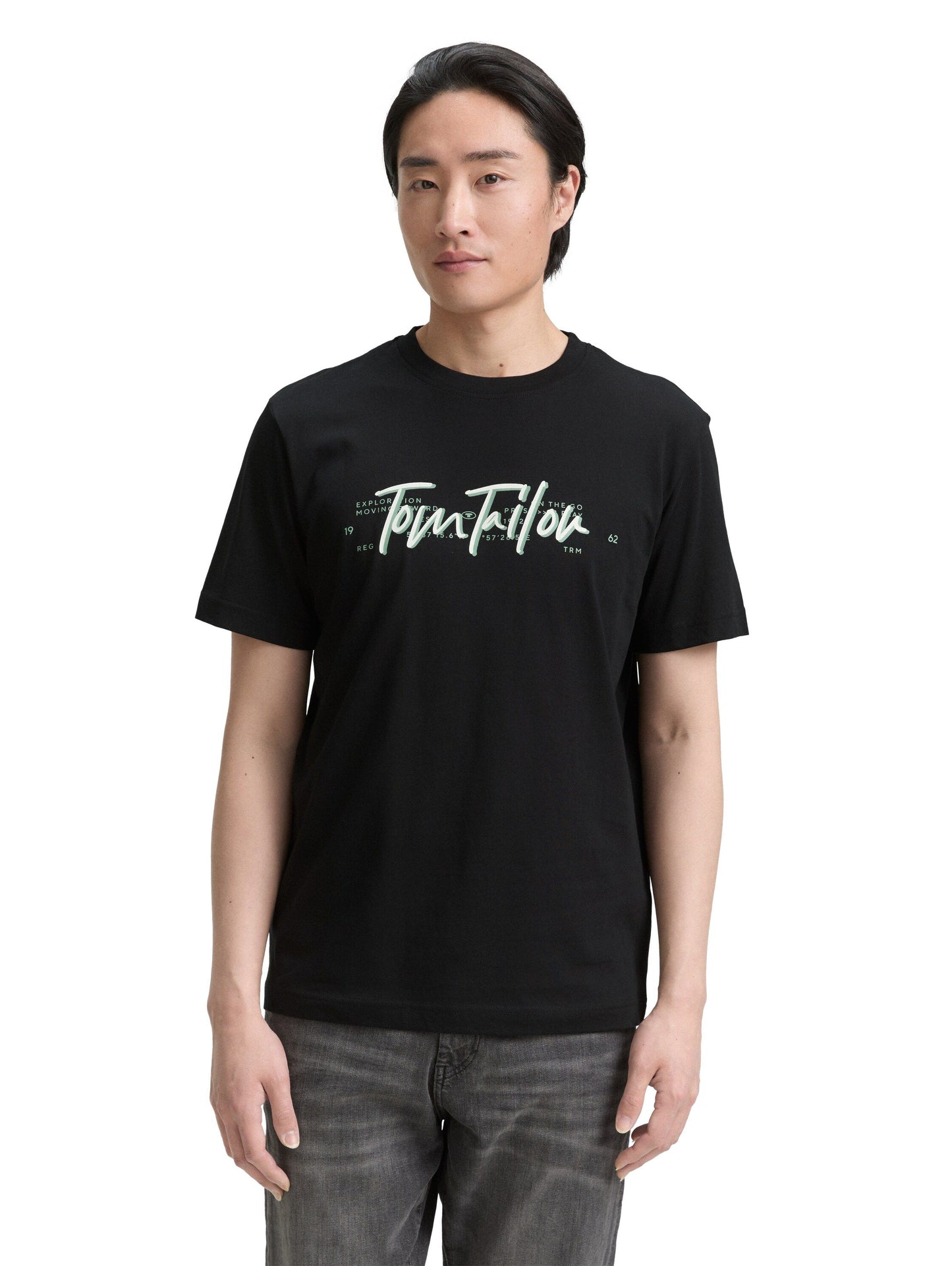 Tom Tailor Herren T-Shirt mit Logo-Print schwarz