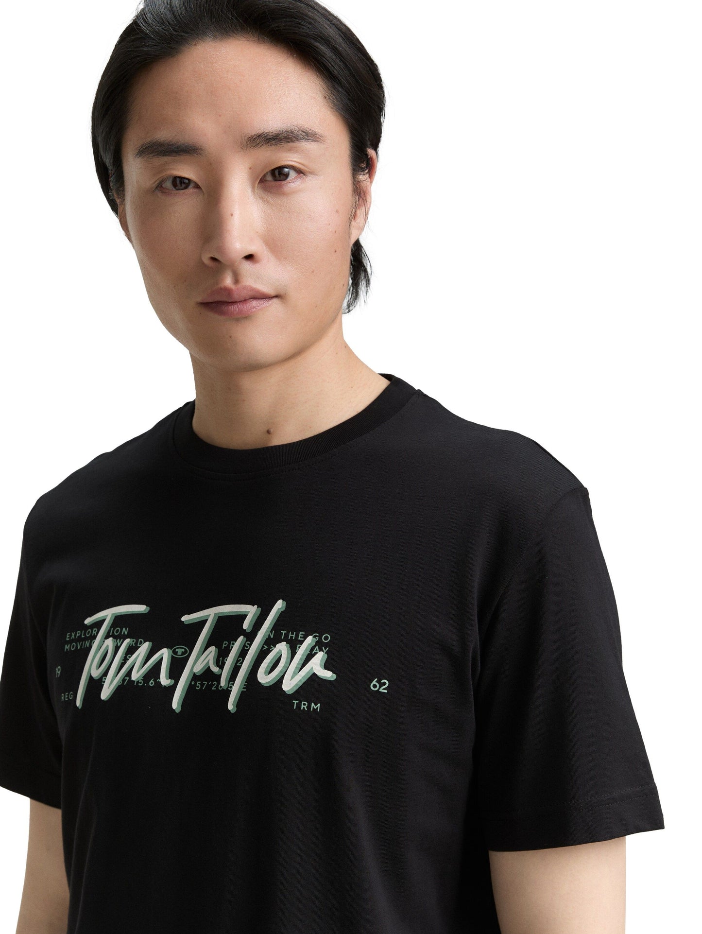 Tom Tailor Herren T-Shirt mit Logo-Print schwarz