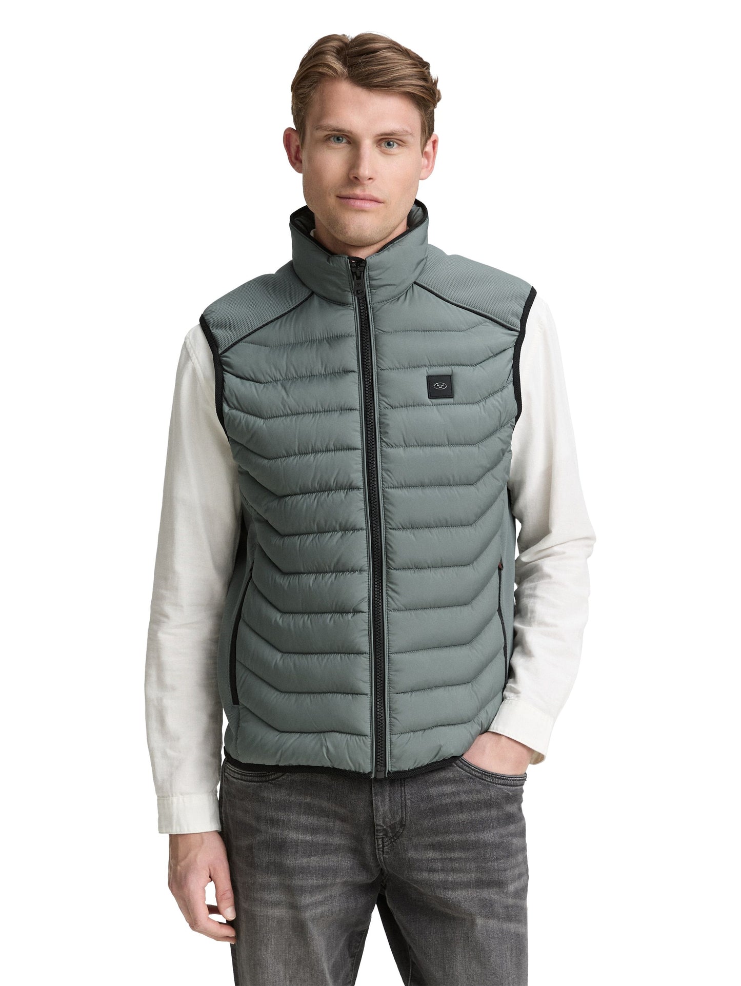 Tom Tailor Herren Hybrid Steppweste grün