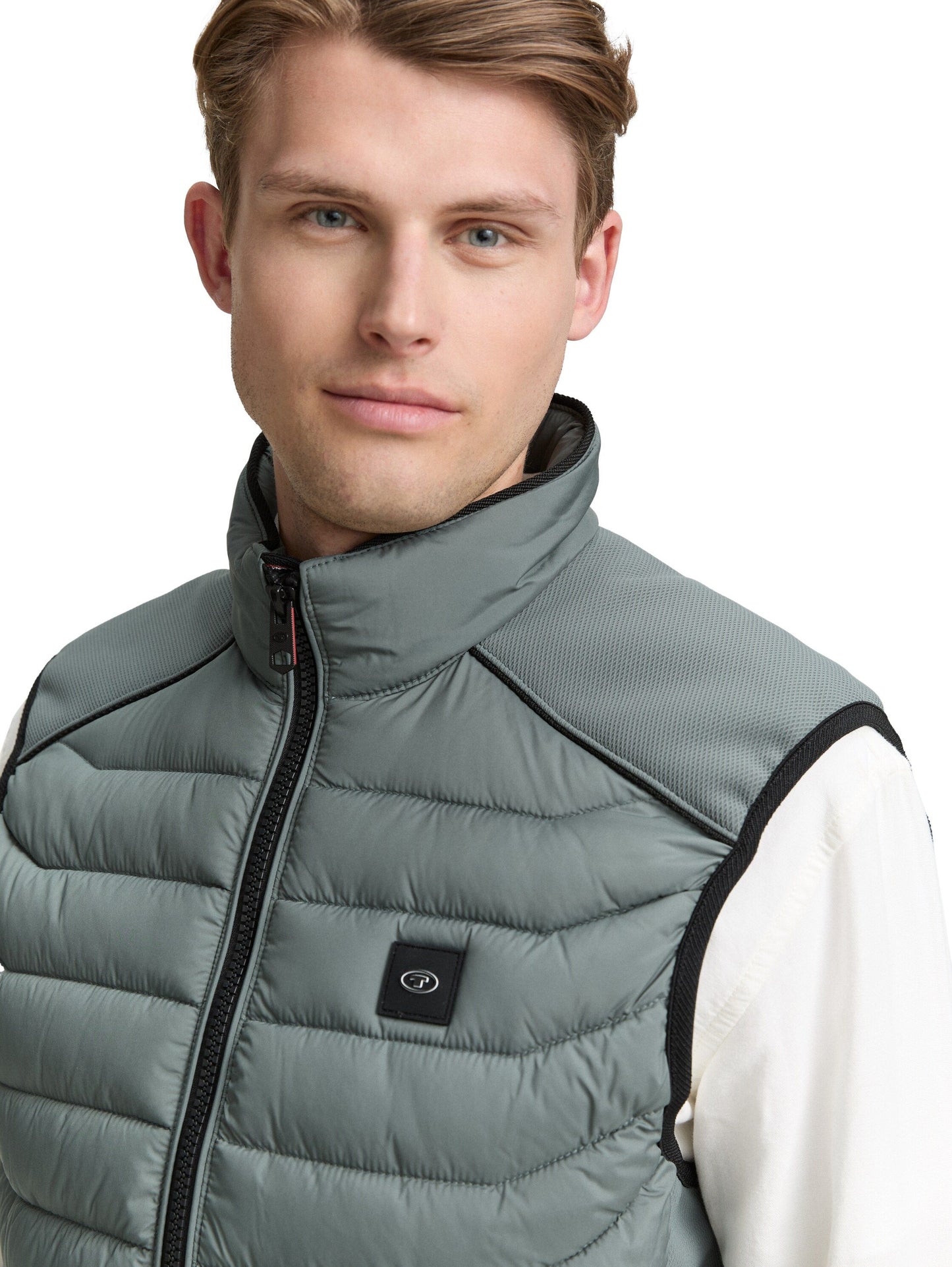 Tom Tailor Herren Hybrid Steppweste grün