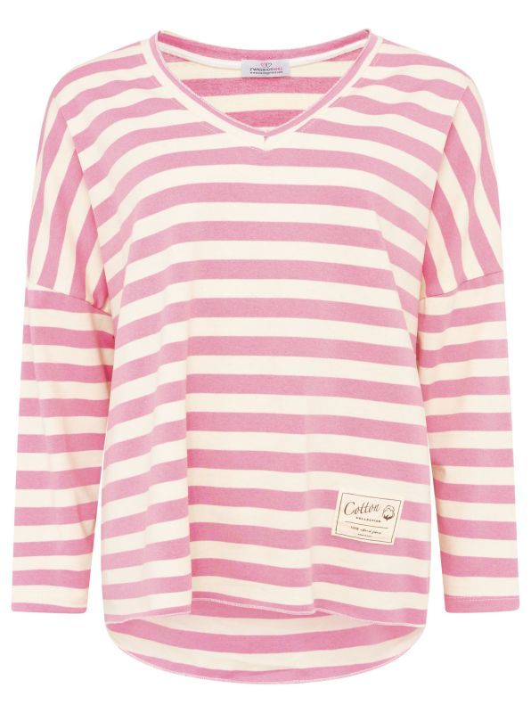 Zwillingsherz Damen Shirt BW Streifen & Jersey pink