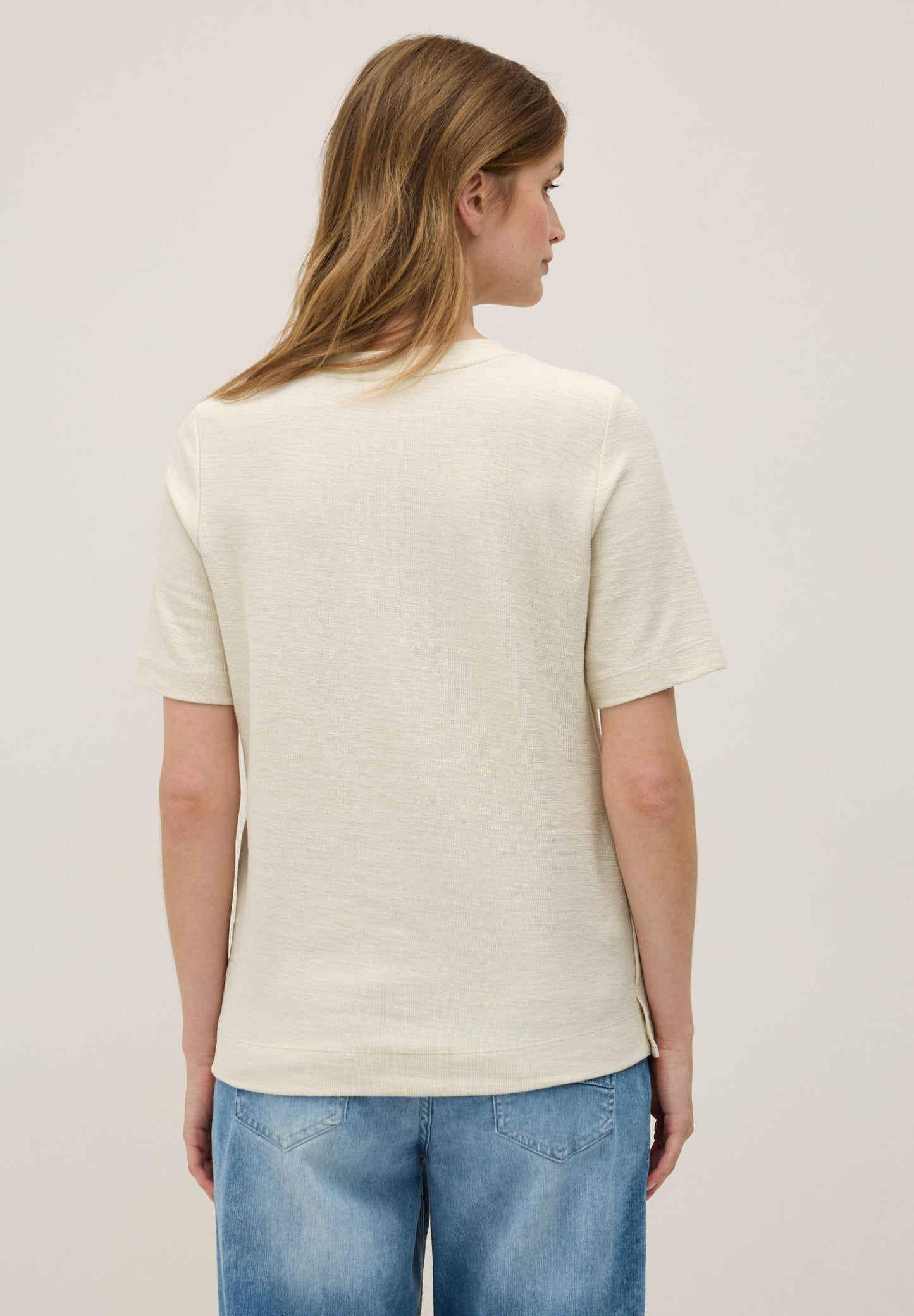 Cecil Damen Bouclé Slub Shirt beige