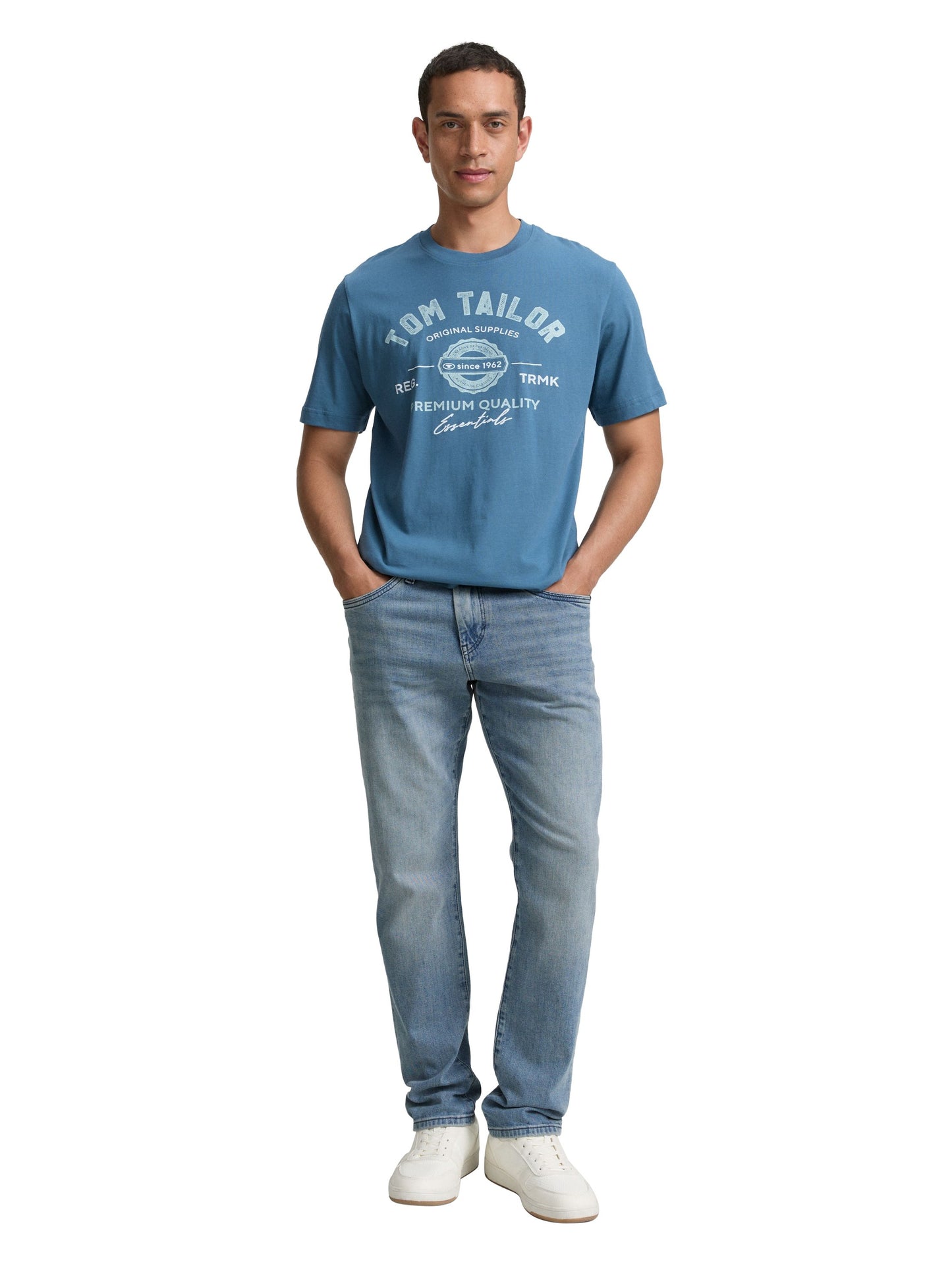 Tom Tailor Herren T-Shirt mit Logo-Print blau
