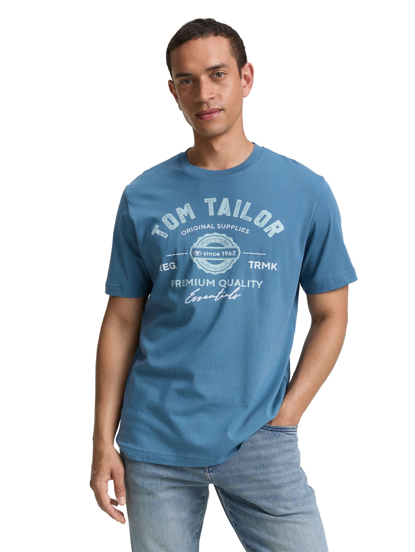 Tom Tailor Herren T-Shirt mit Logo-Print blau