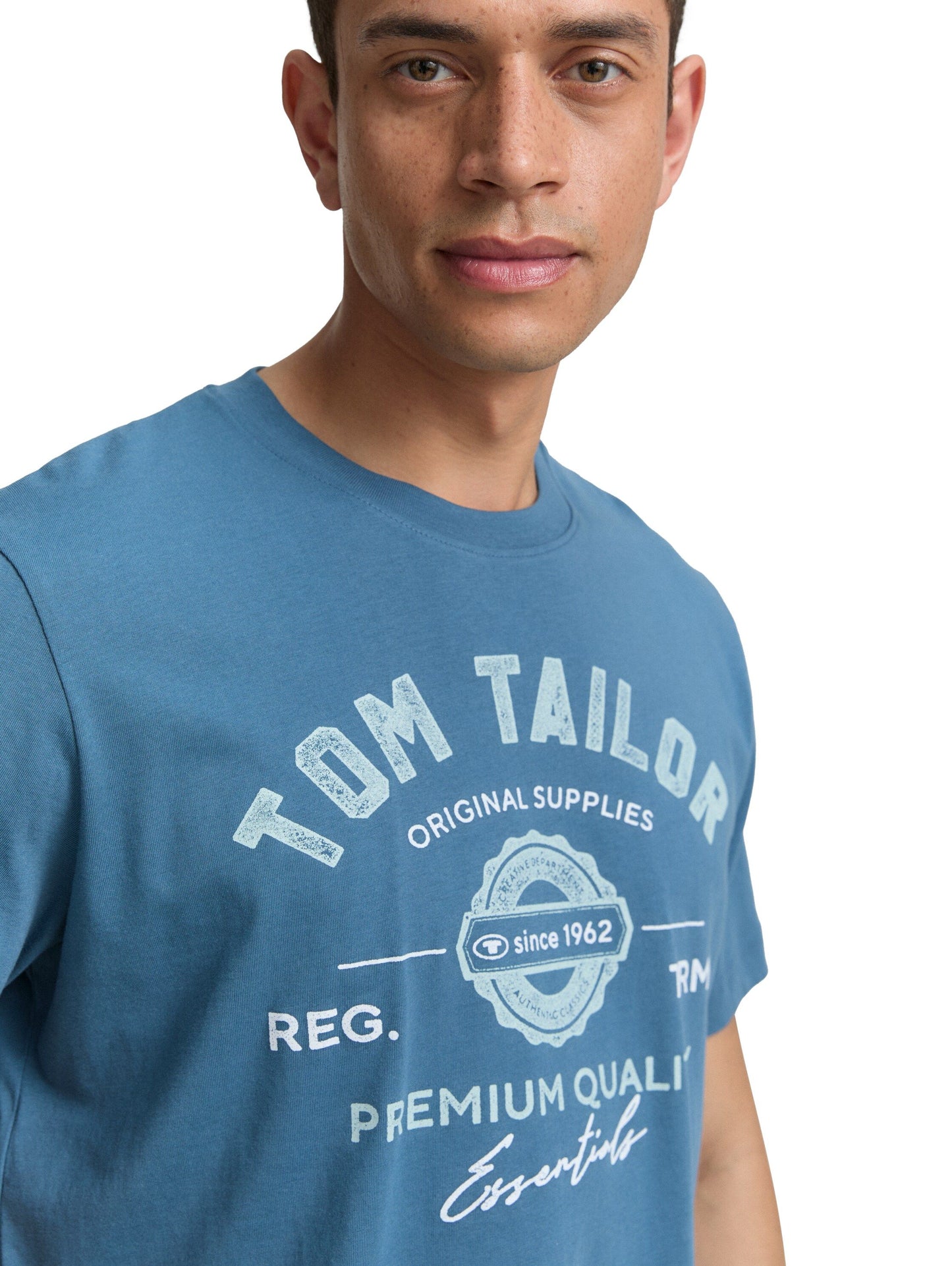 Tom Tailor Herren T-Shirt mit Logo-Print blau