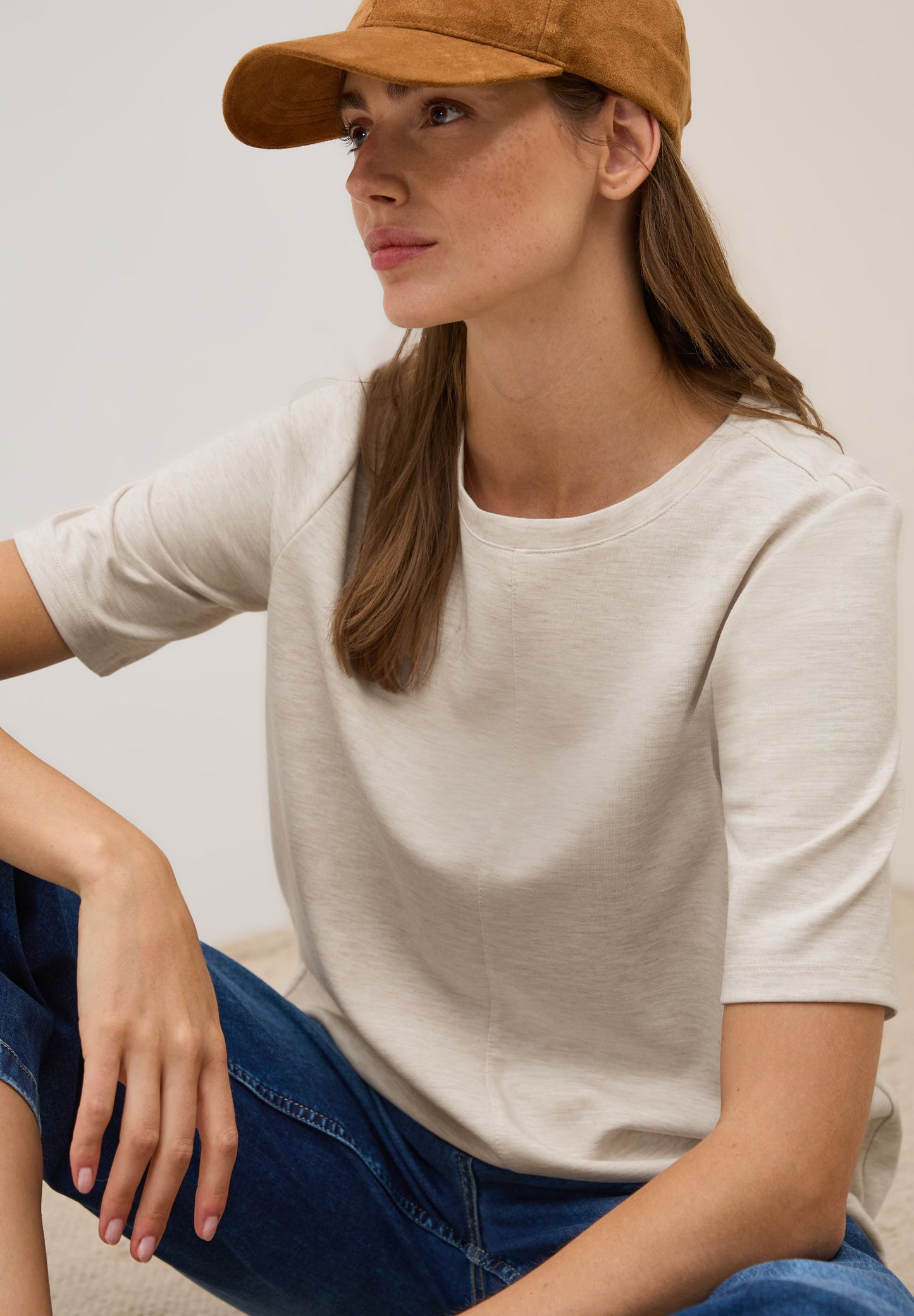 Cecil Damen Kurzarmsweatshirt beige