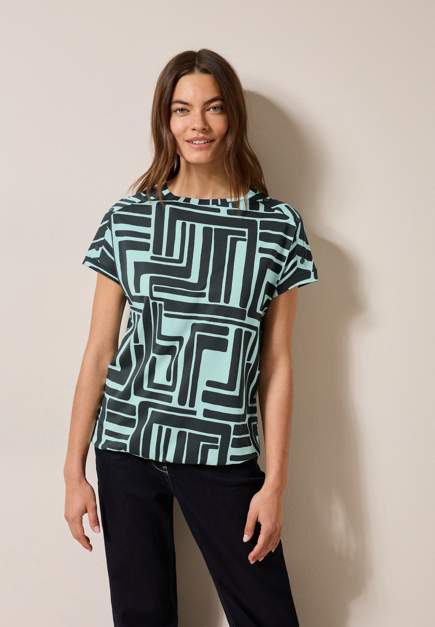 Cecil – Cecil Damen Print-Shirt mit Knopfdetail