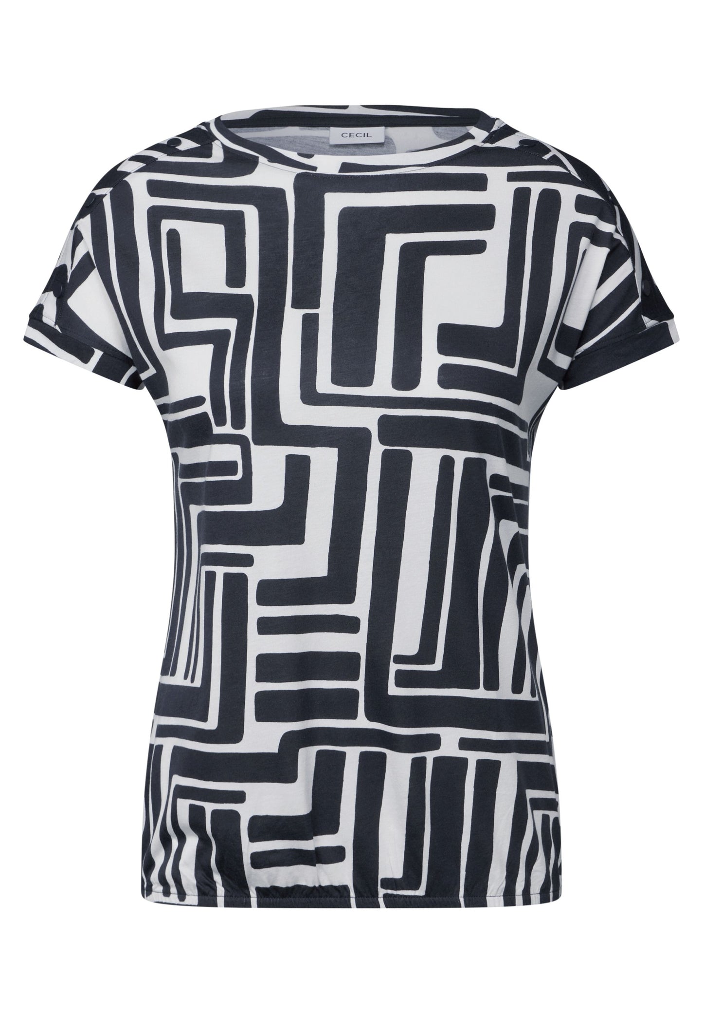 Cecil Damen Print-Shirt mit Knopfdetail XXL blau