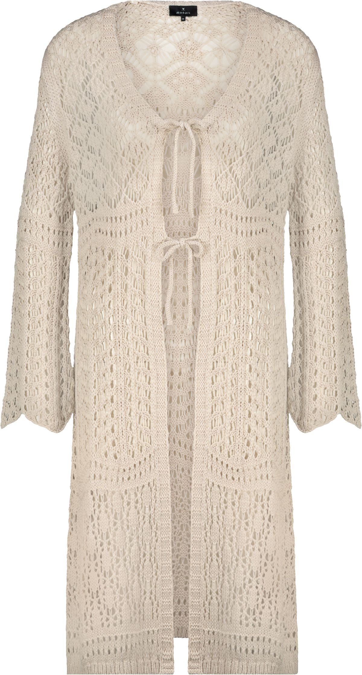 Monari Damen Strickmantel mit Ajourmuster – Jaacks Fashion