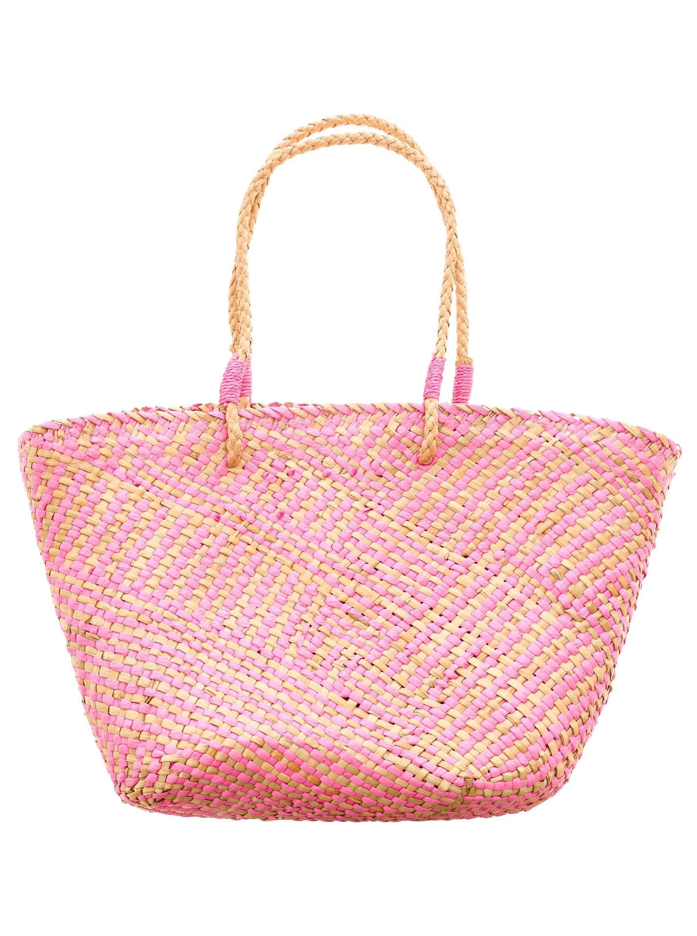 Zwillingsherz Strohtasche pink