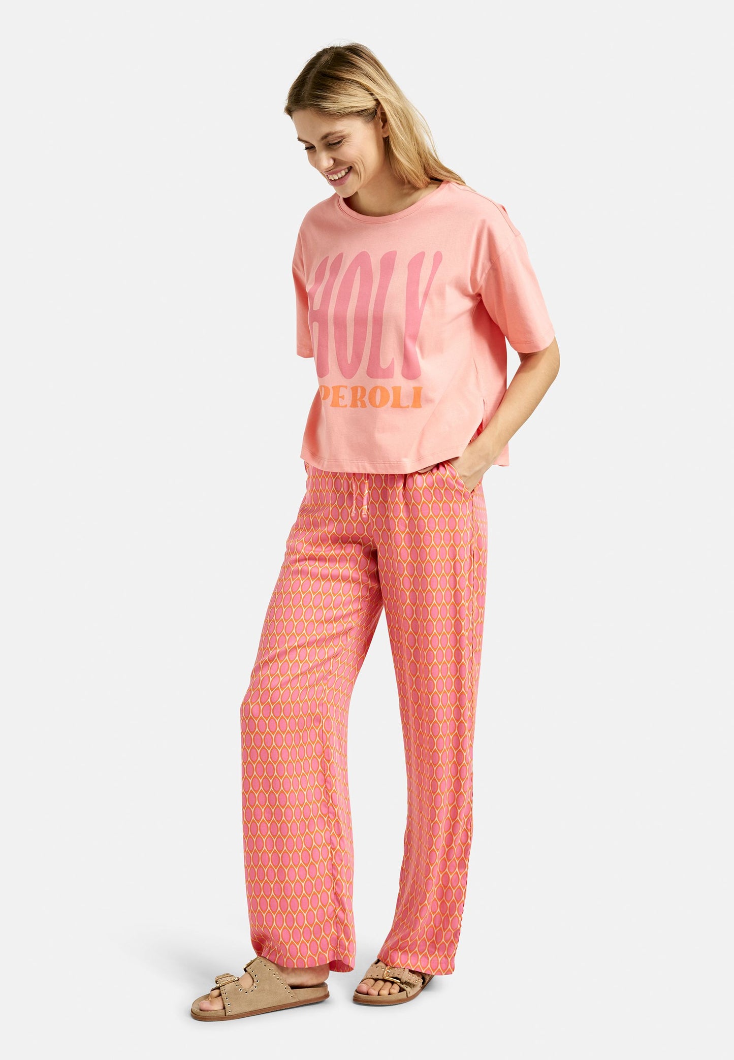 Smith&Soul Damen Boxy T-Shirt Wording rosa