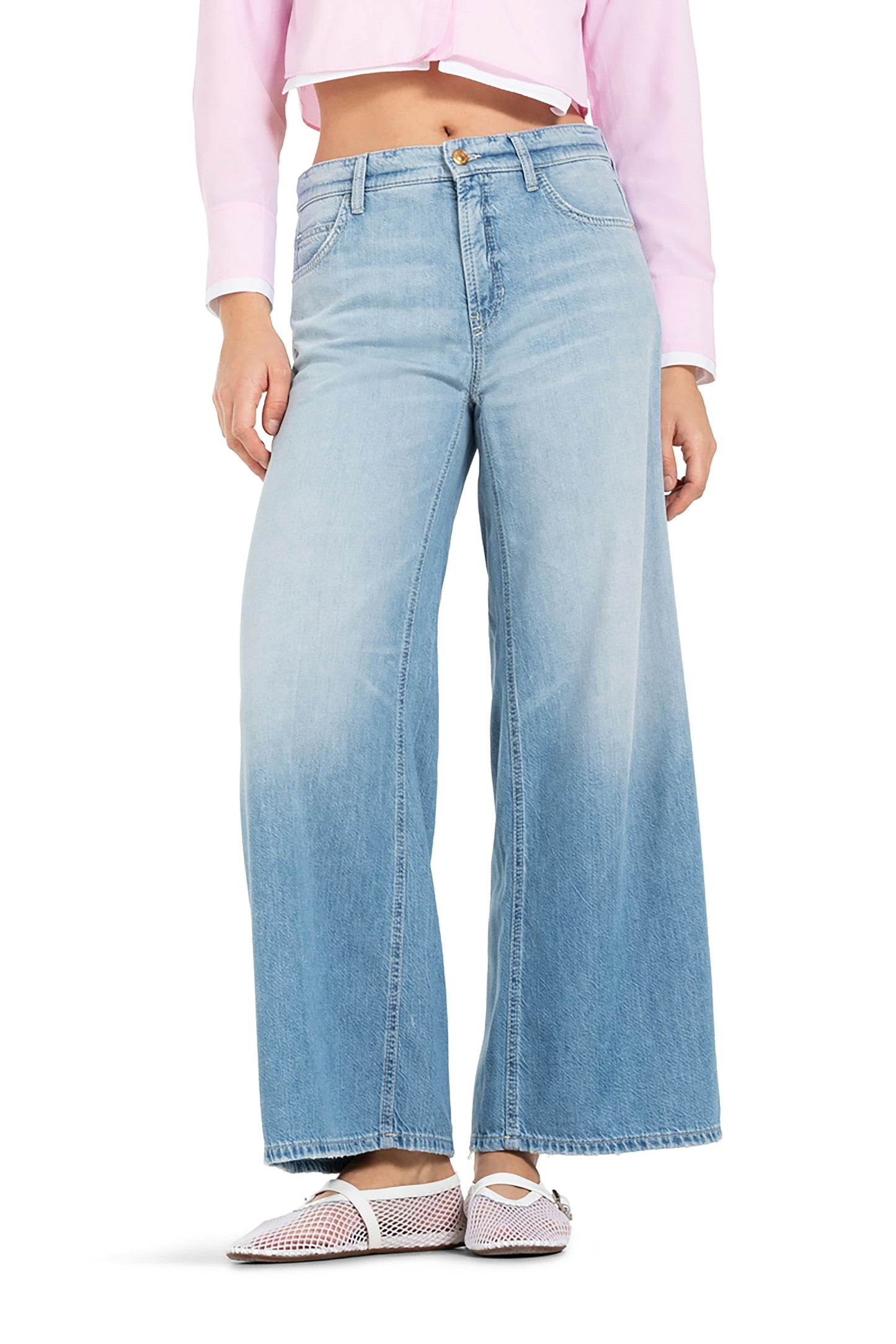 Cambio Damen Jeans Palazzo cropped blau