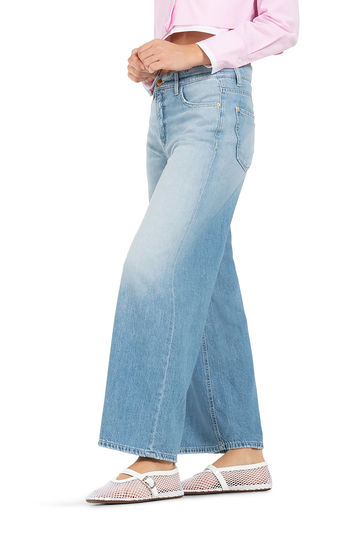 Cambio Damen Jeans Palazzo cropped blau