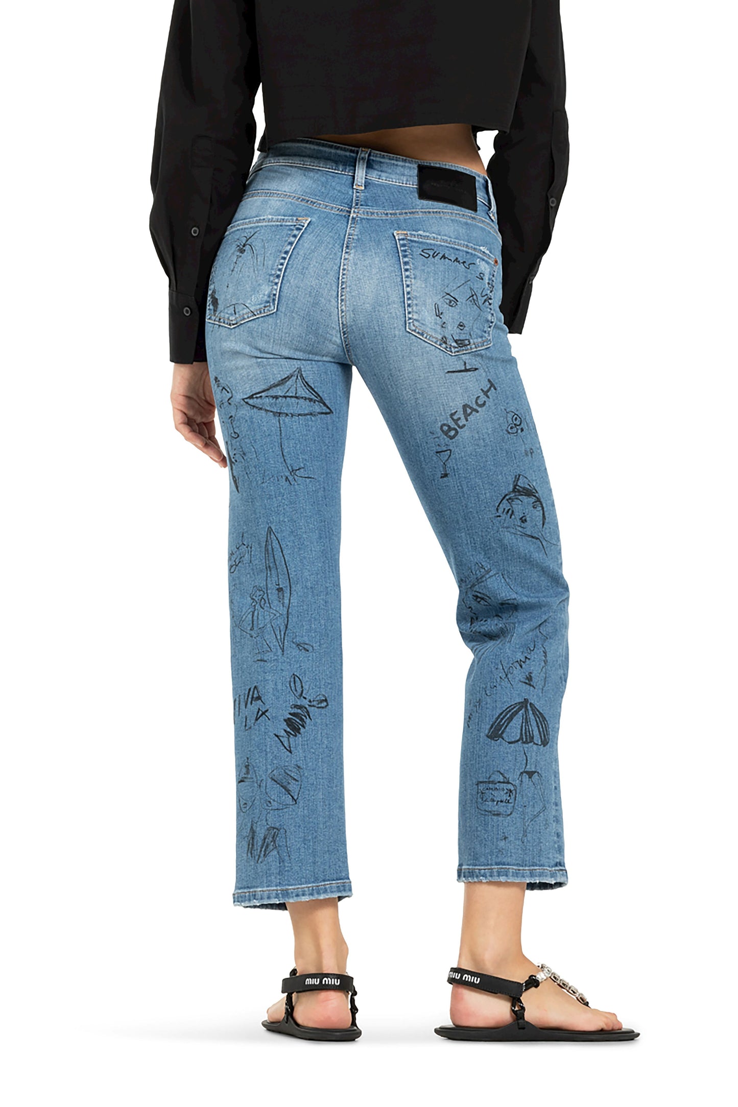 Cambio Damen Jeans Paris straight ancle blau