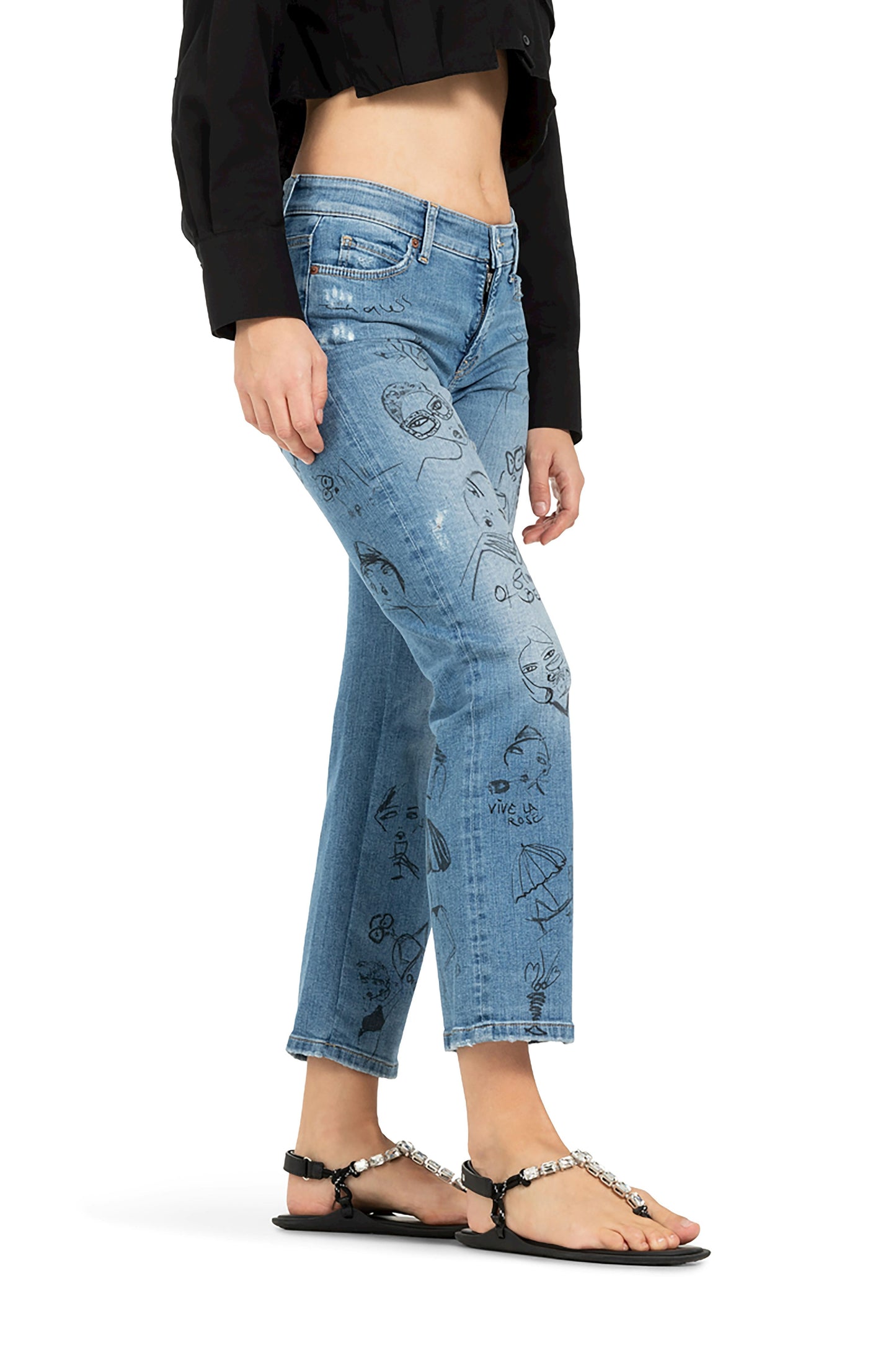 Cambio Damen Jeans Paris straight ancle blau