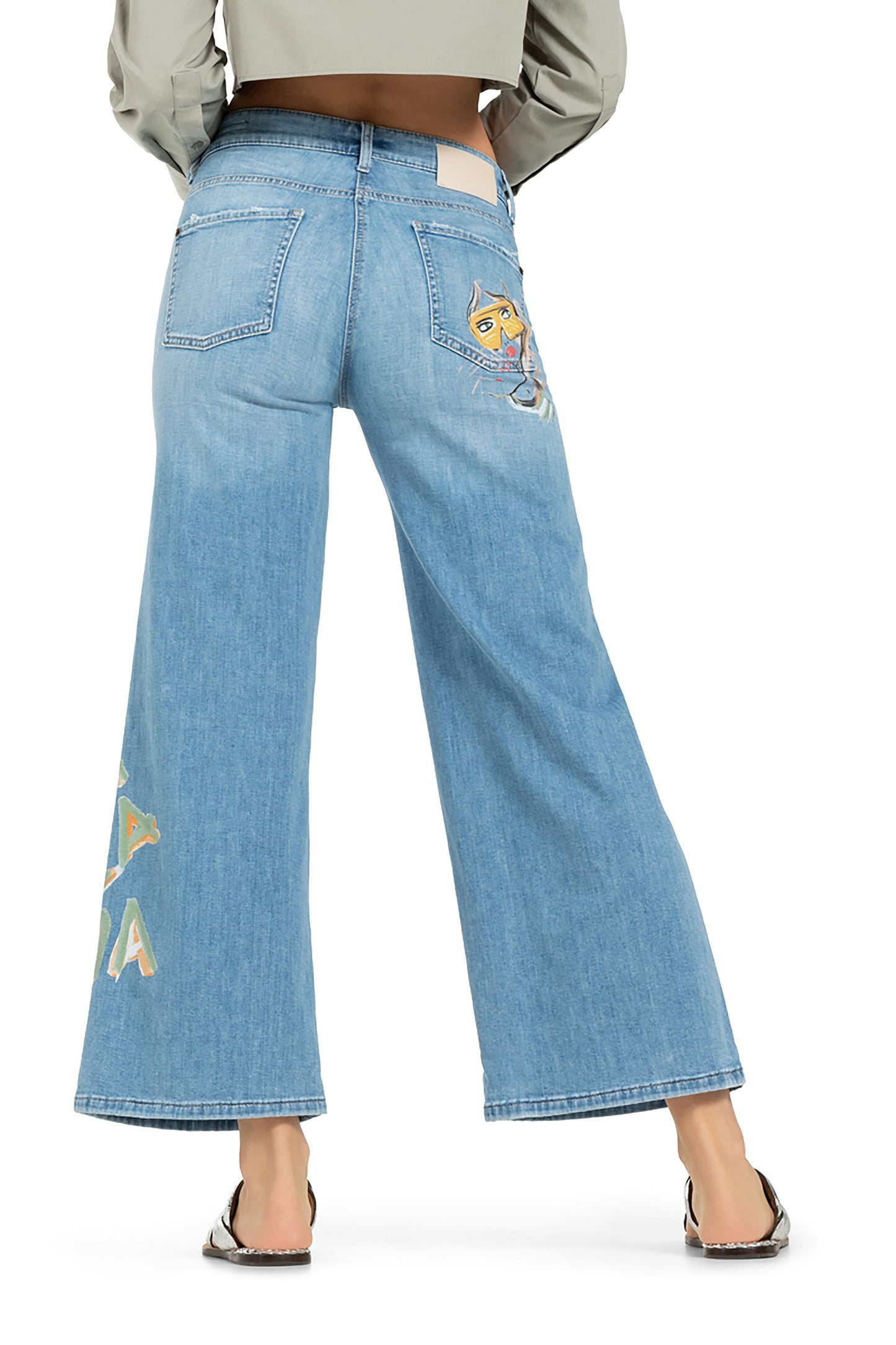 Cambio Damen Jeans Palazzo cropped blau