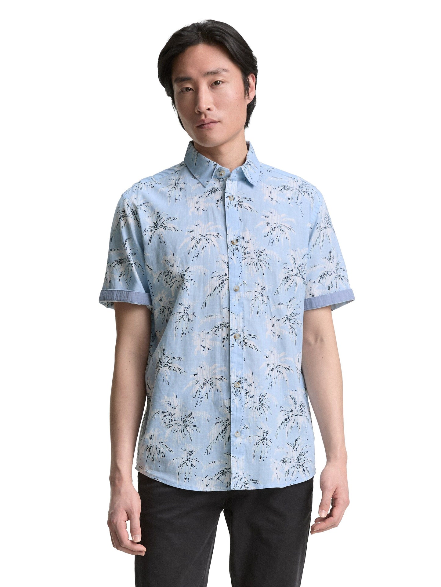 Tom Tailor Herren Kurzarmhemd blau