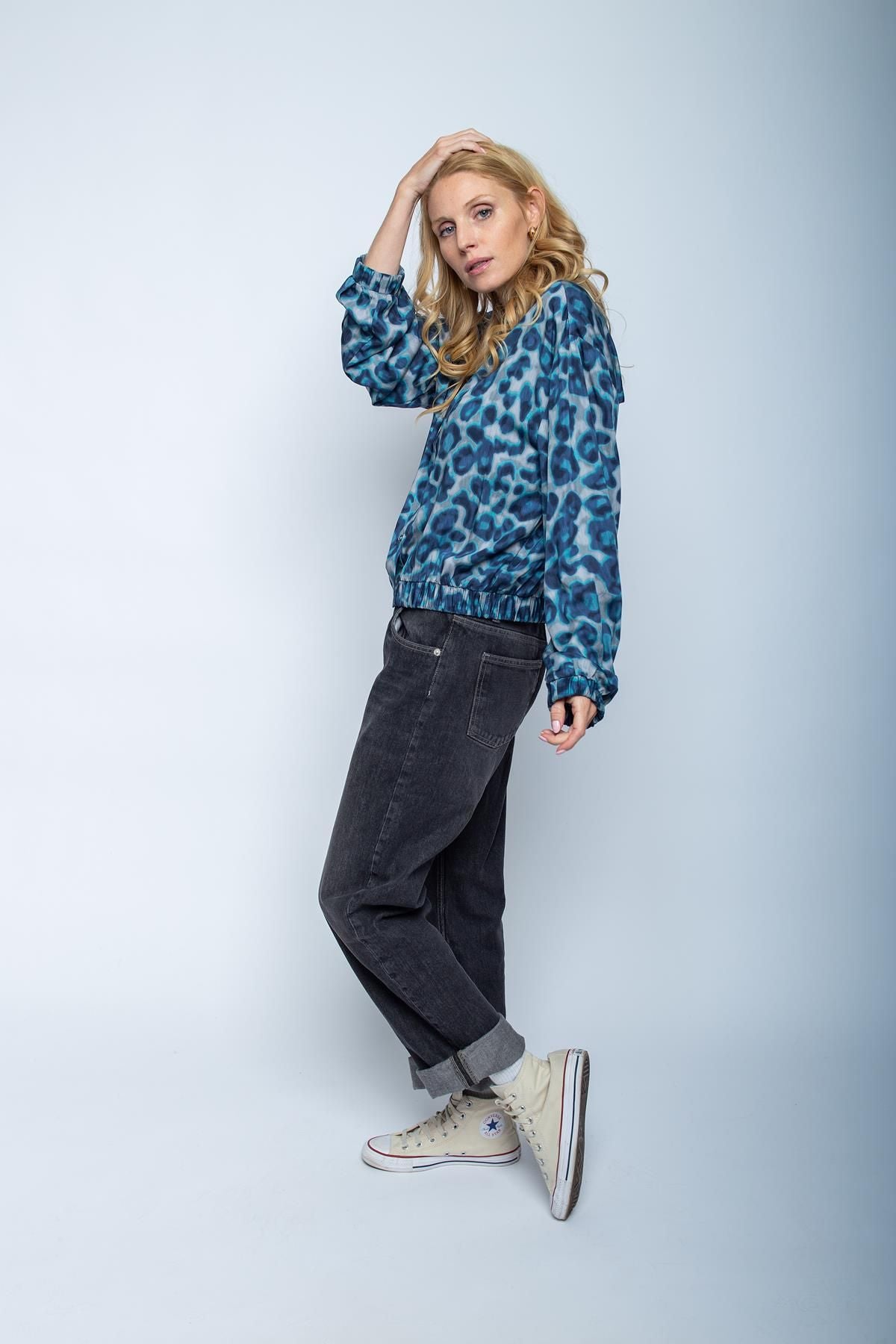 Emily van den Bergh Damen Bluse blau