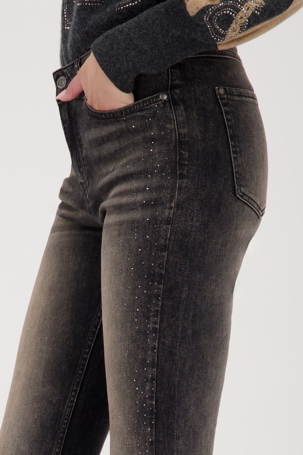 Monari Damen Jeans grau