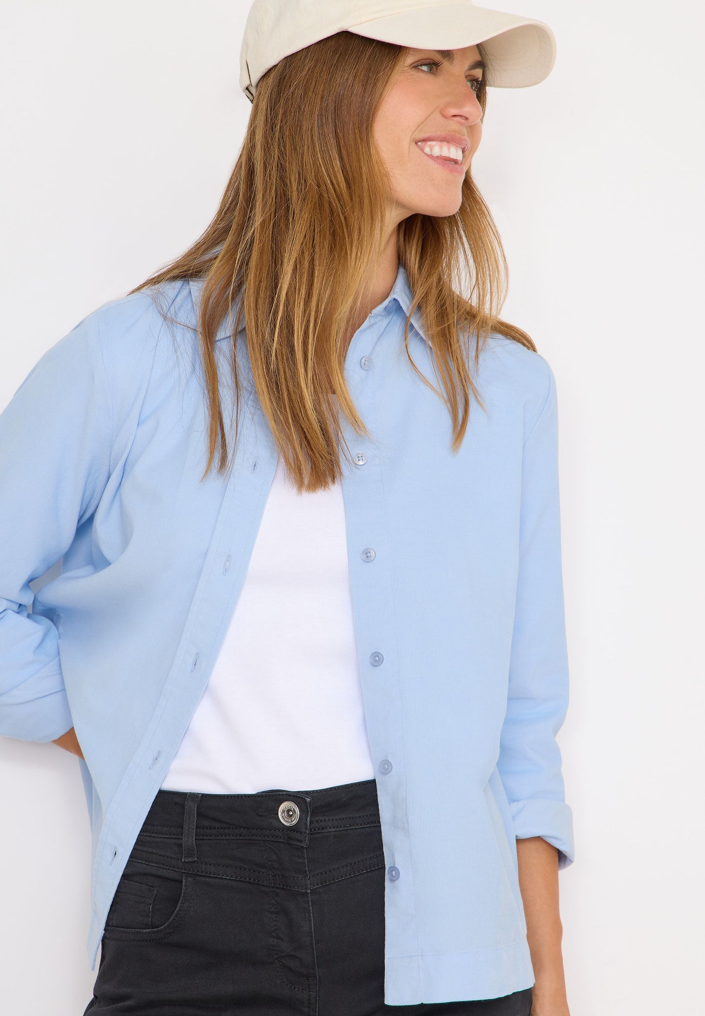 Cecil Damen Cord Hemdbluse blau