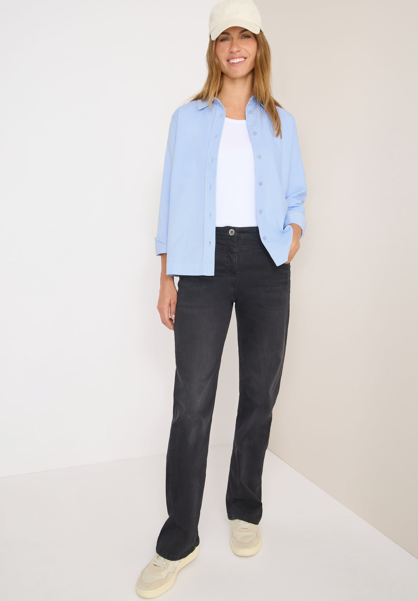 Cecil Damen Cord Hemdbluse blau