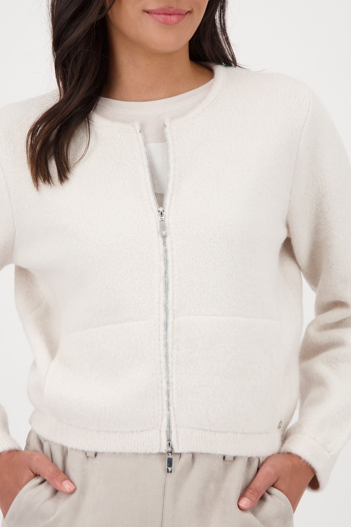 Monari Damen Strickjacke 808969 weiß