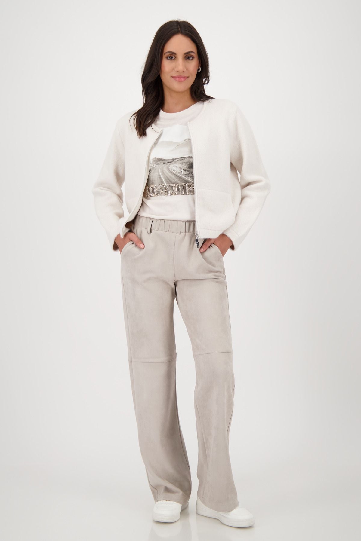 Monari Damen Strickjacke 808969 weiß