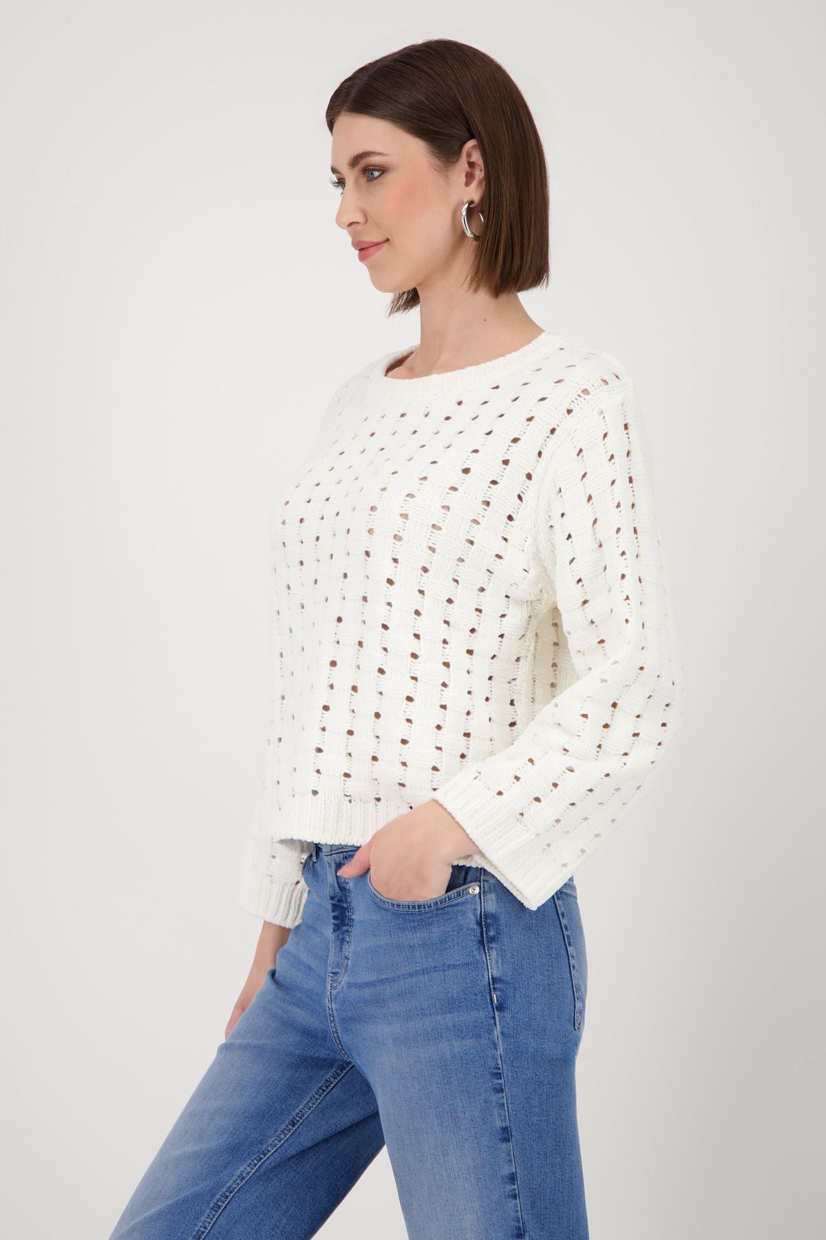 Monari Damen Pullover weiß