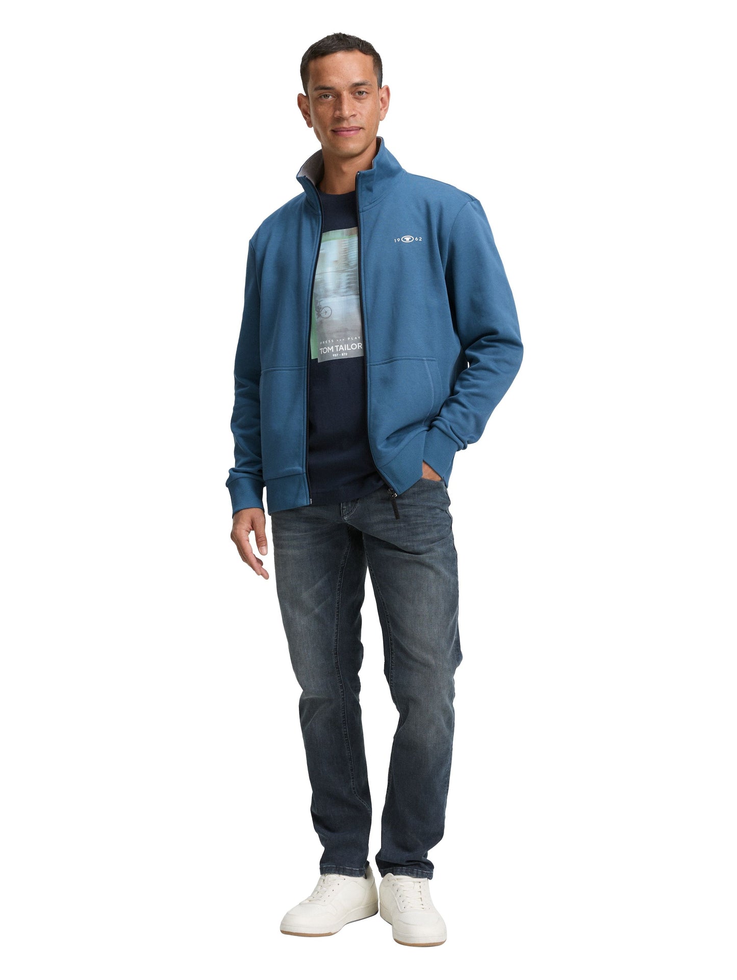 Tom Tailor Herren Sweatjacke blau