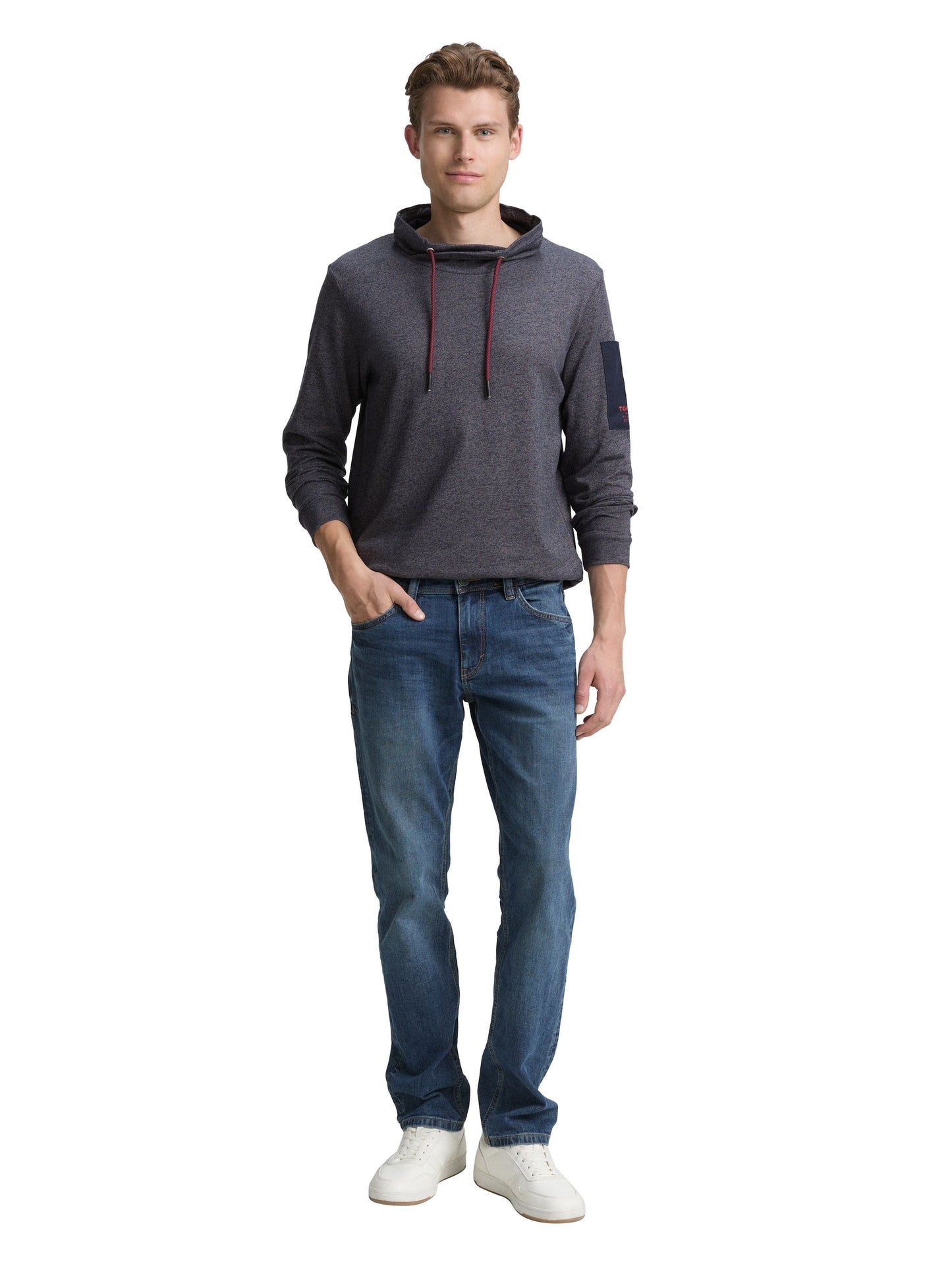Tom Tailor Herren Snood Langarmshirt grau