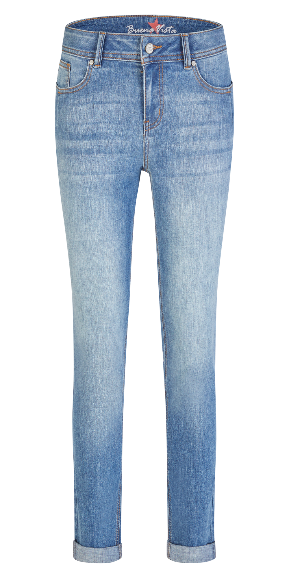 Buena Vista Damen Jeans Malibu-Zip high stretch denim blau