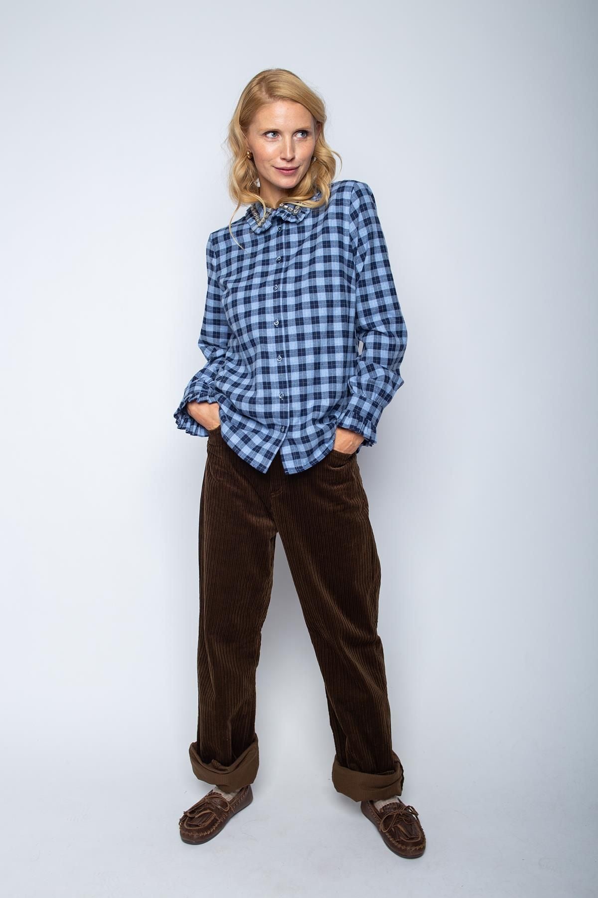 Emily van den Bergh Damen Bluse blau