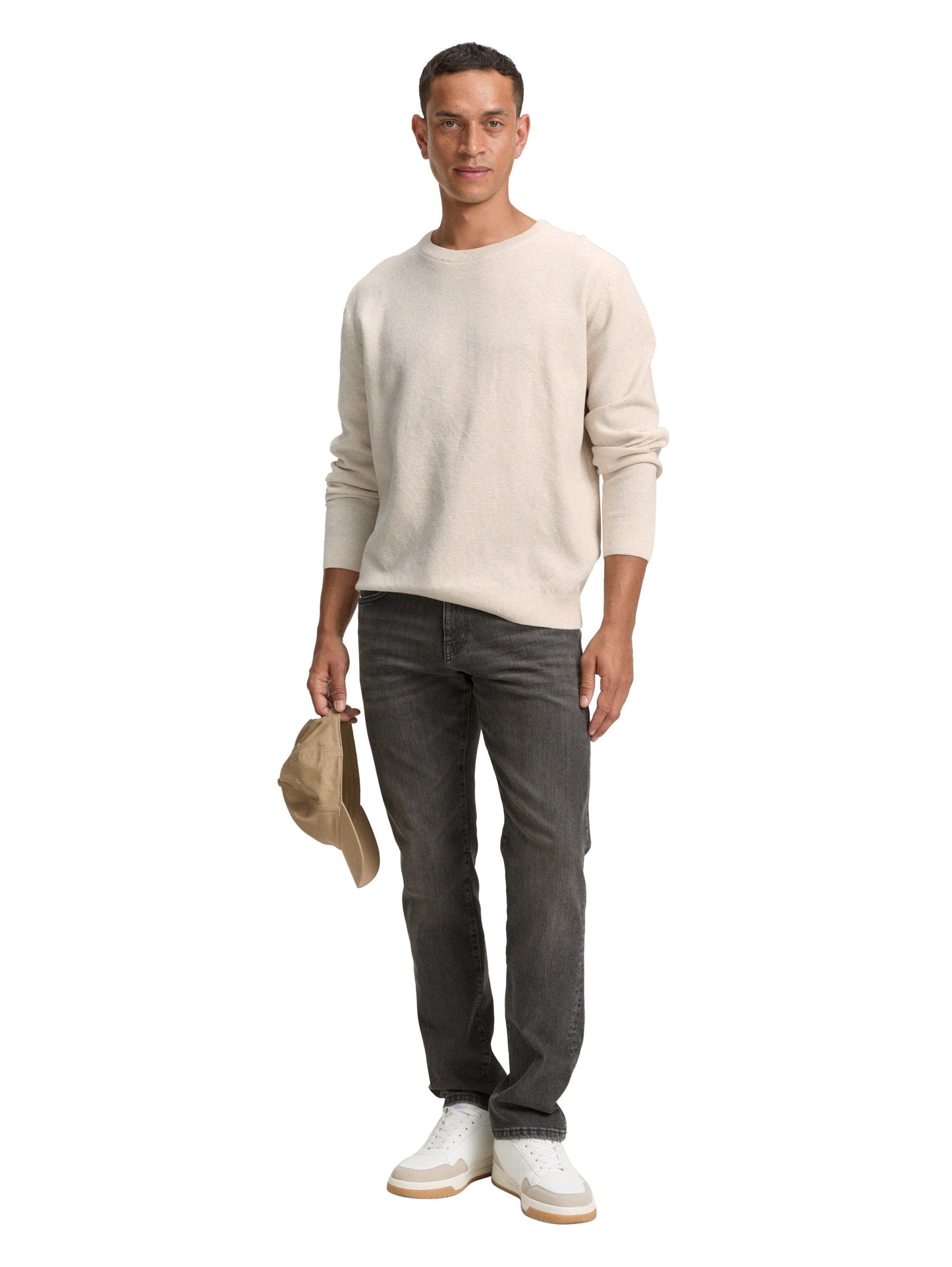 Tom Tailor Herren Strickpullover weiß