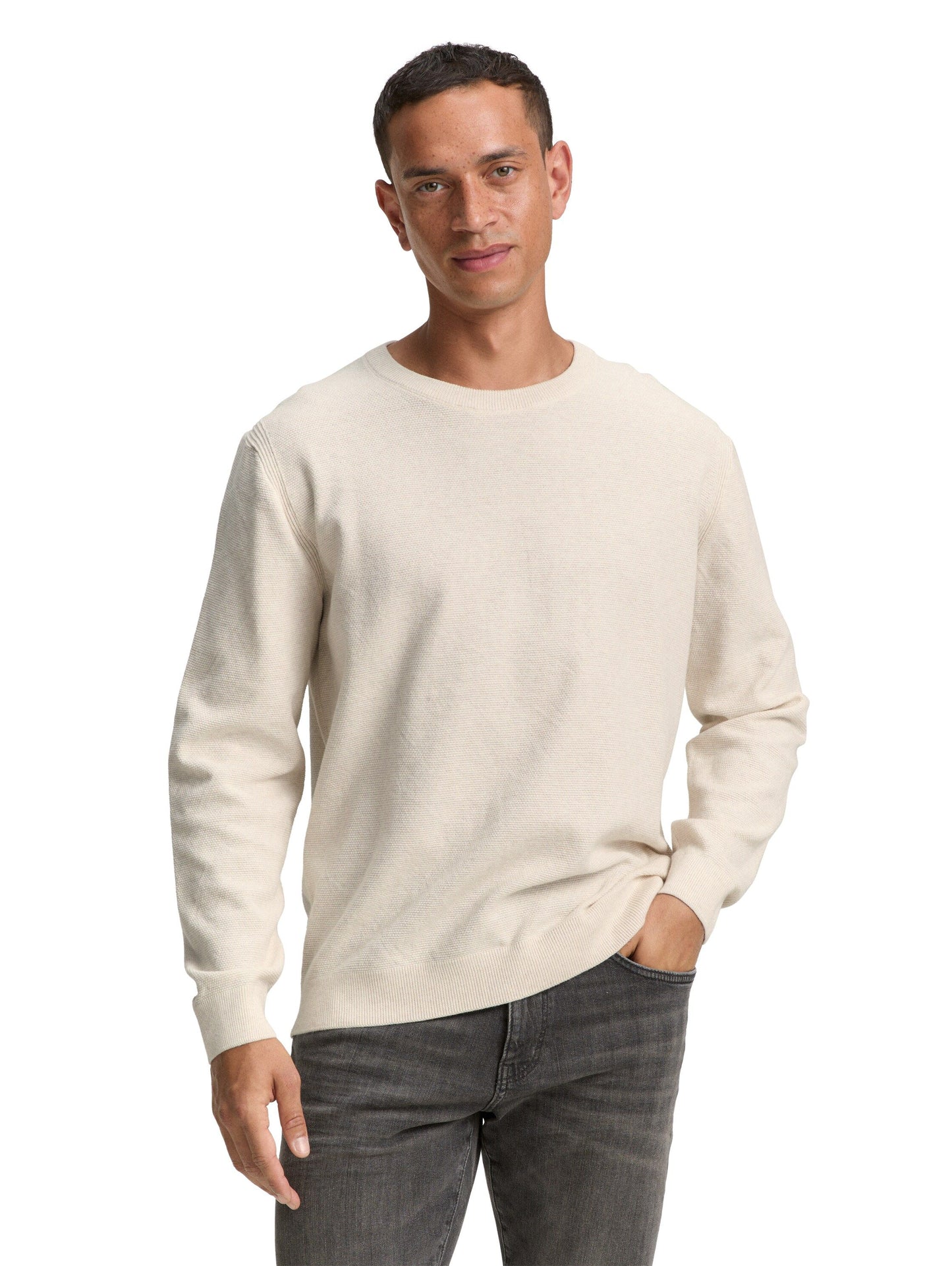 Tom Tailor Herren Strickpullover weiß